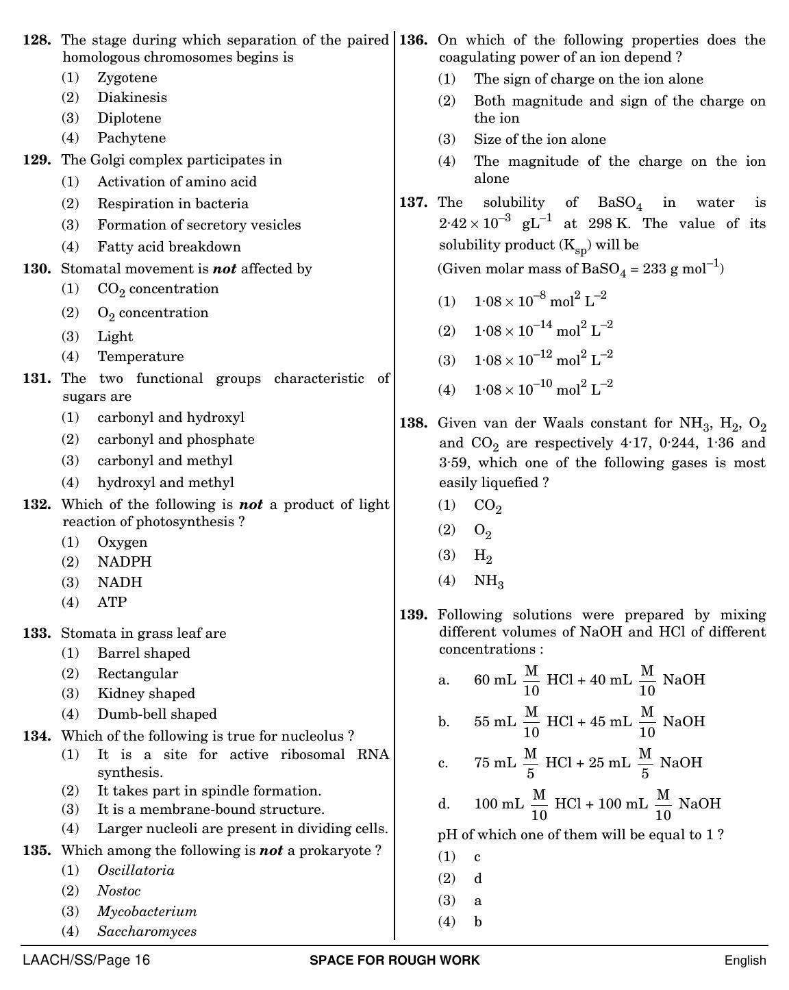 NEET English SS 2019 Question Paper - Page 16