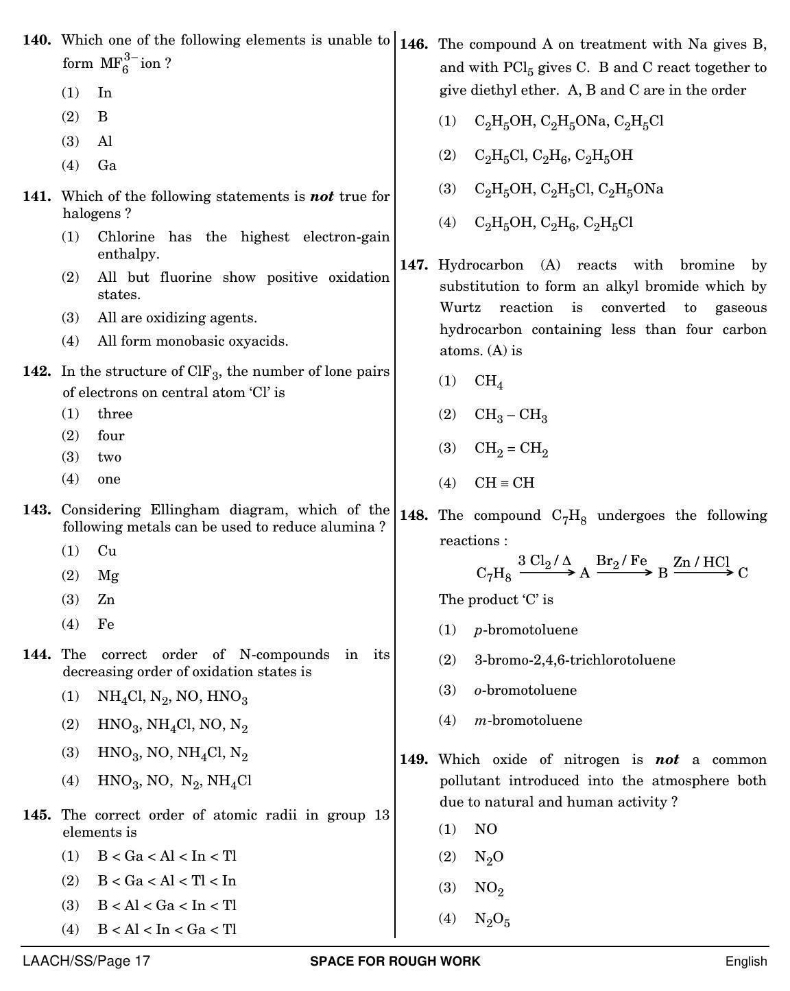 NEET English SS 2019 Question Paper - Page 17