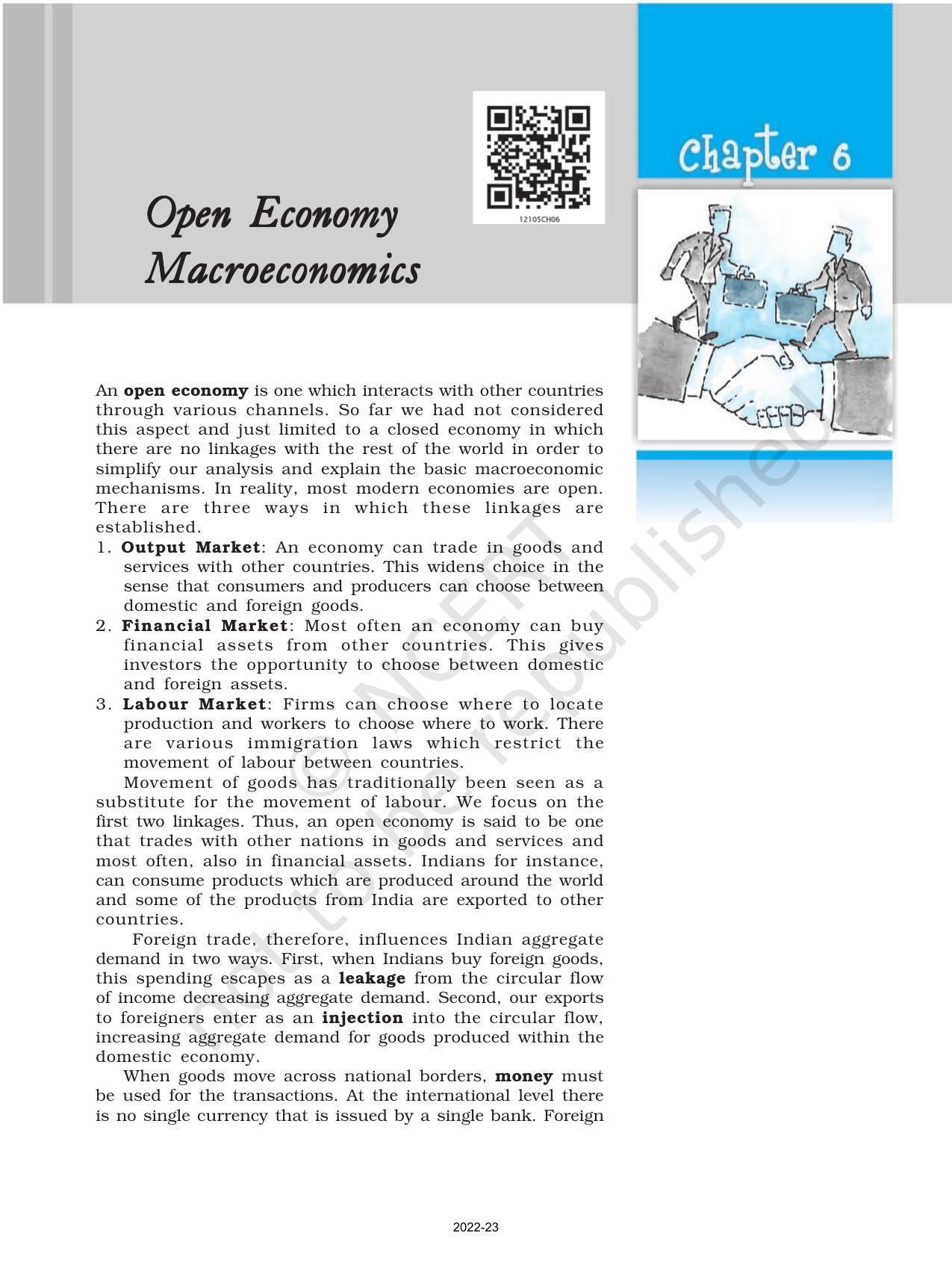 NCERT Book for Class 12 Economics (Macroeconomics) Chapter 6 Open Economy - Page 1