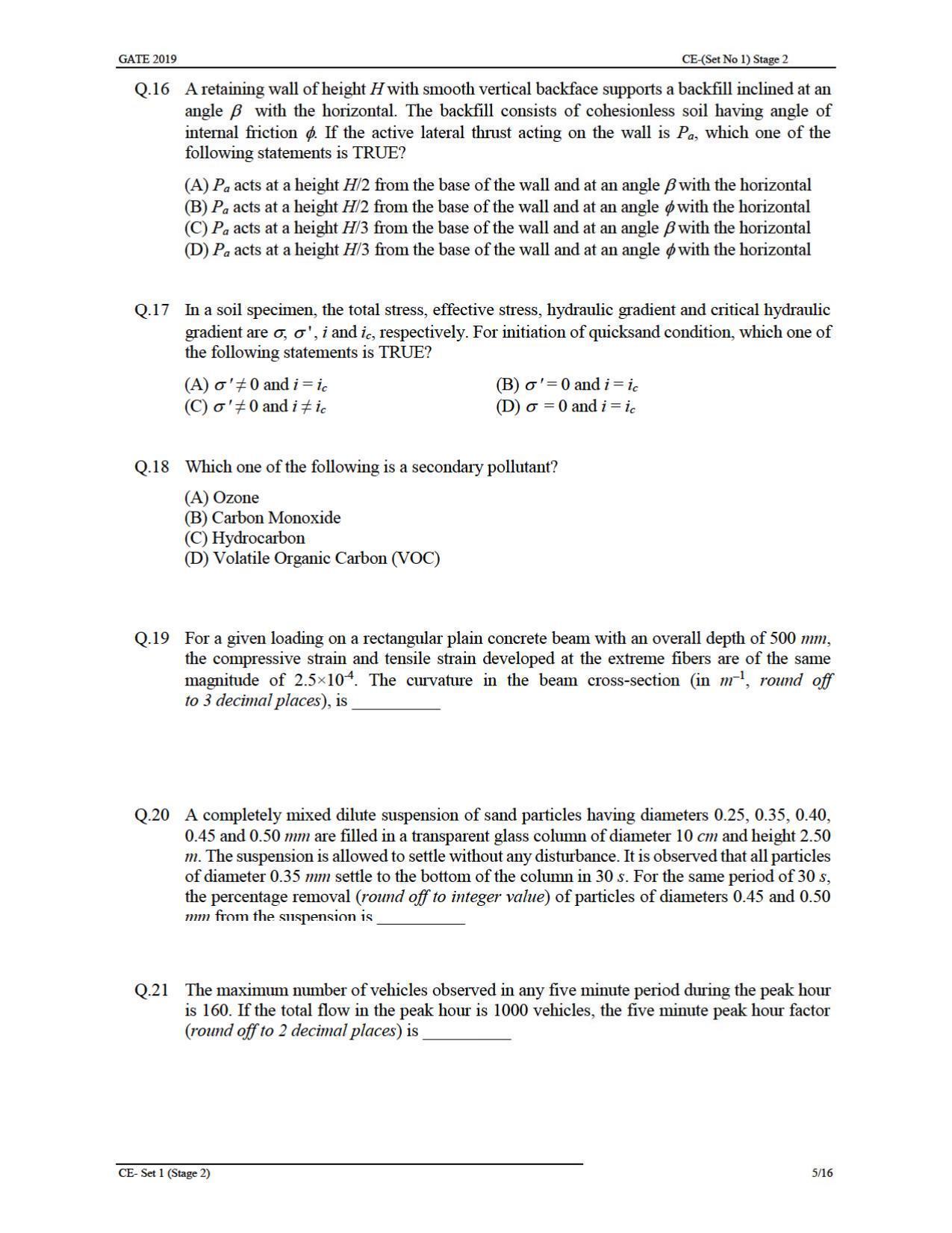 GATE 2019 Civil Engineering (CE) Question Paper - Page 9