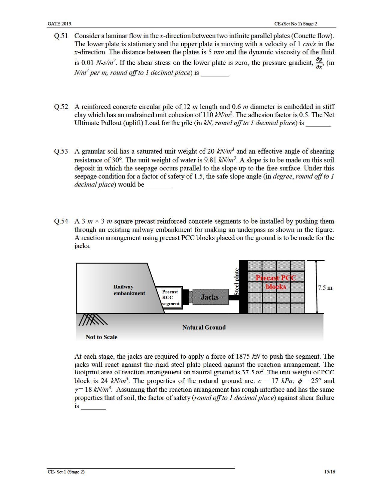 GATE 2019 Civil Engineering (CE) Question Paper - Page 19