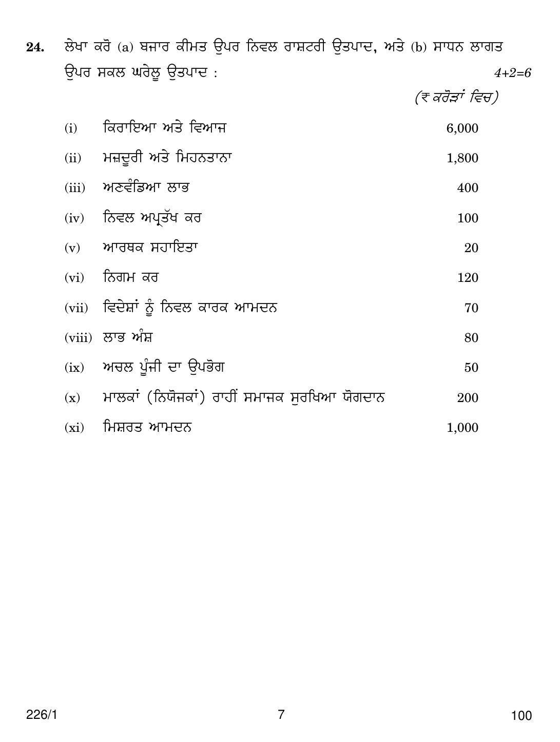 CBSE Class 12 226-1 ECONOMICS PUNJABI VERSION 2018 Question Paper - Page 7