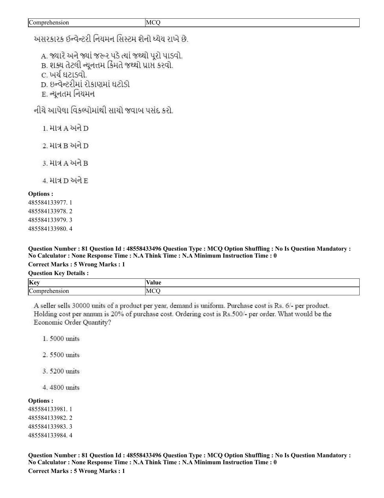 CUET 2023 English Gujarati Shift 1 Question Papers - 18 June 2023 - Page 68