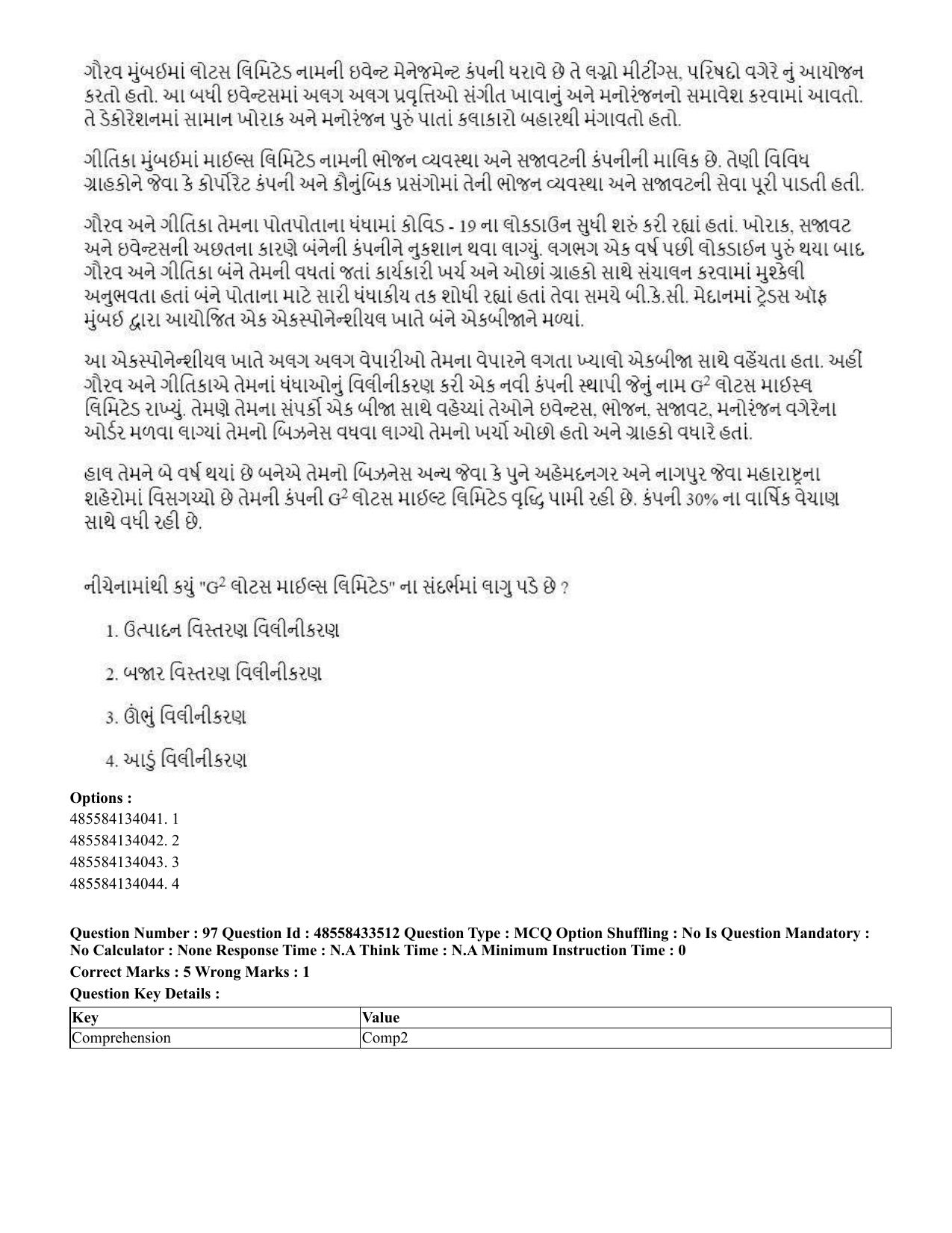 CUET 2023 English Gujarati Shift 1 Question Papers - 18 June 2023 - Page 88
