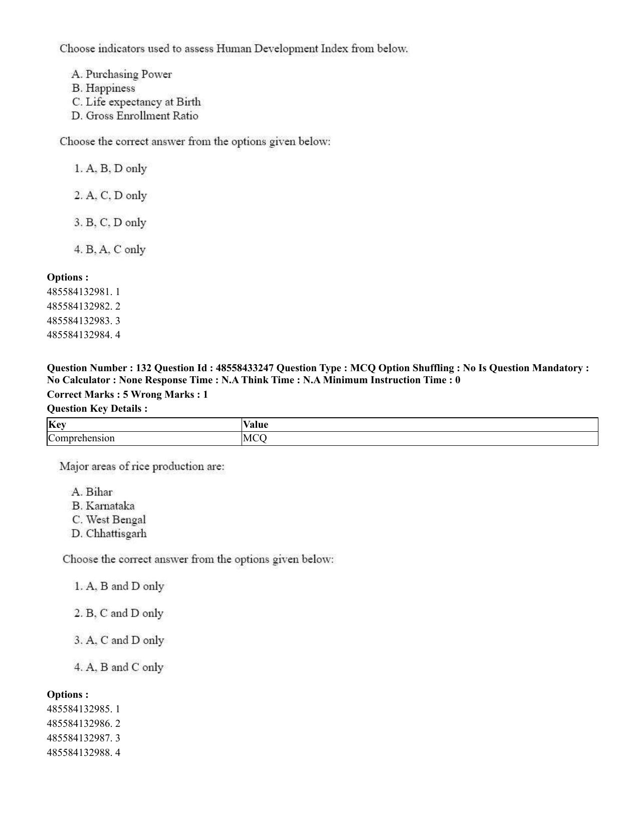 CUET 2023 English Gujarati Shift 1 Question Papers - 18 June 2023 - Page 113