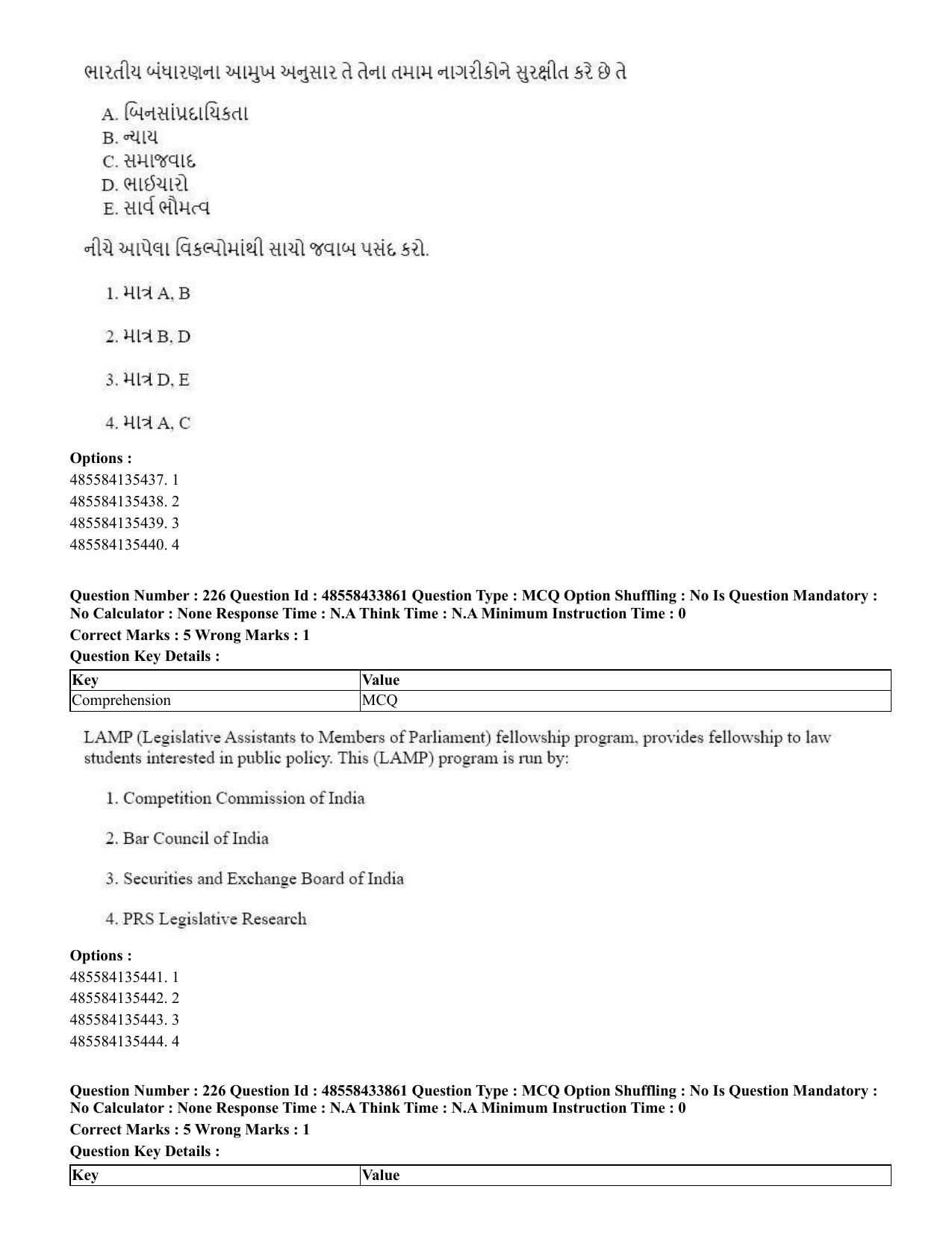 CUET 2023 English Gujarati Shift 1 Question Papers - 18 June 2023 - Page 183