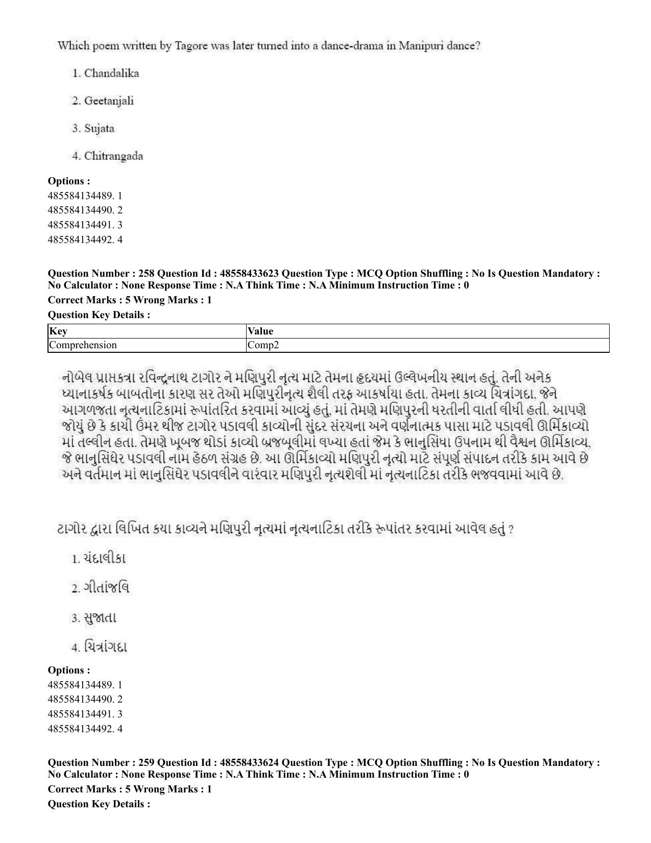 CUET 2023 English Gujarati Shift 1 Question Papers - 18 June 2023 - Page 223