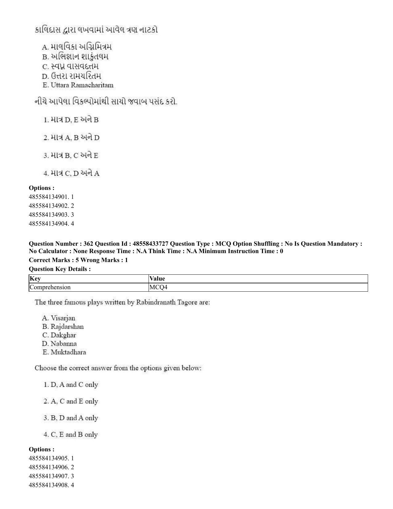 CUET 2023 English Gujarati Shift 1 Question Papers - 18 June 2023 - Page 343