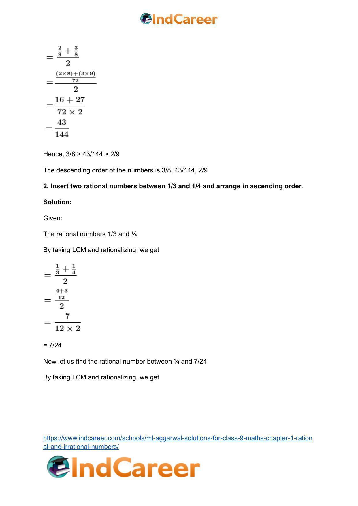 ML Aggarwal Solutions for Class 9 Maths Chapter 1- Rational and Irrational Numbers - Page 3