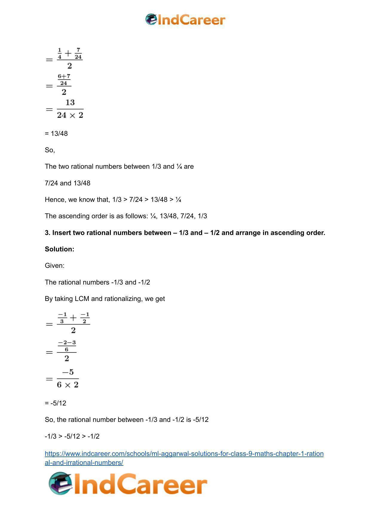 ML Aggarwal Solutions for Class 9 Maths Chapter 1- Rational and Irrational Numbers - Page 4