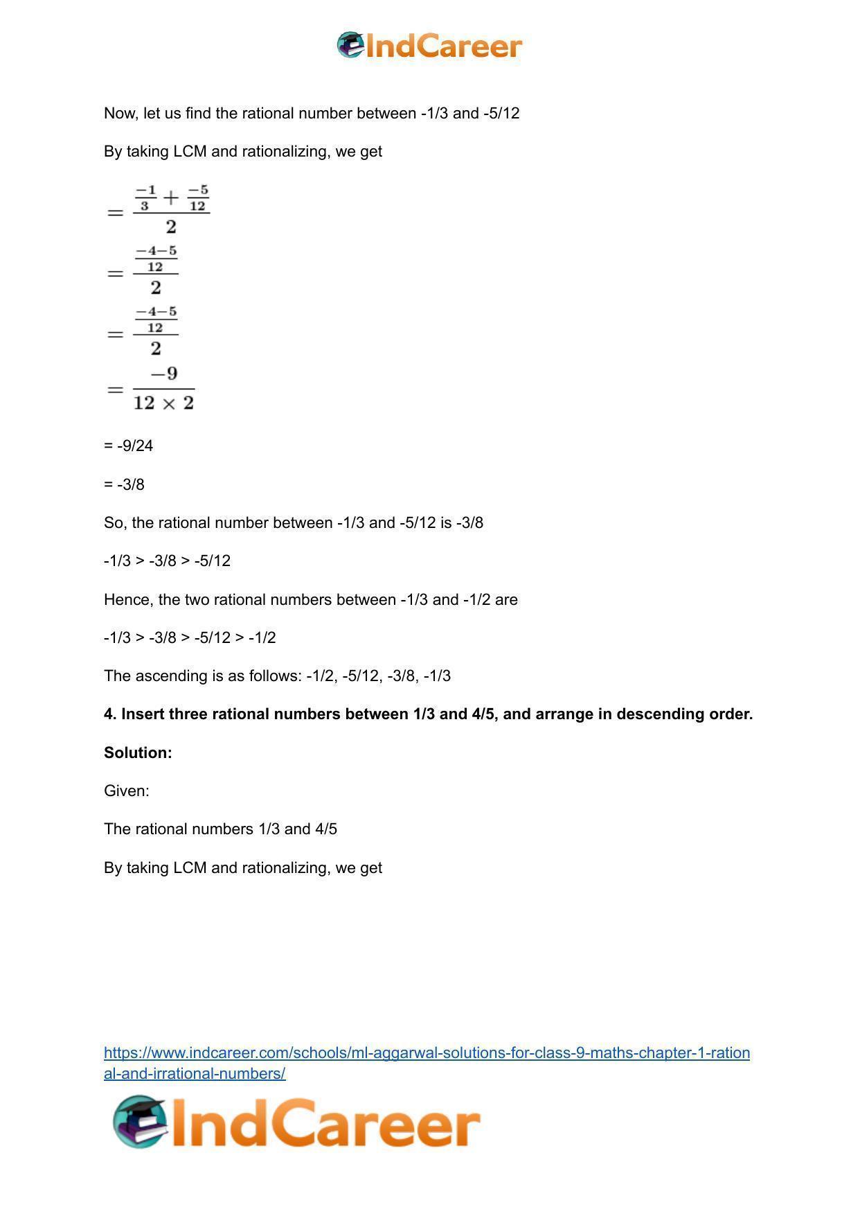ML Aggarwal Solutions for Class 9 Maths Chapter 1- Rational and Irrational Numbers - Page 5