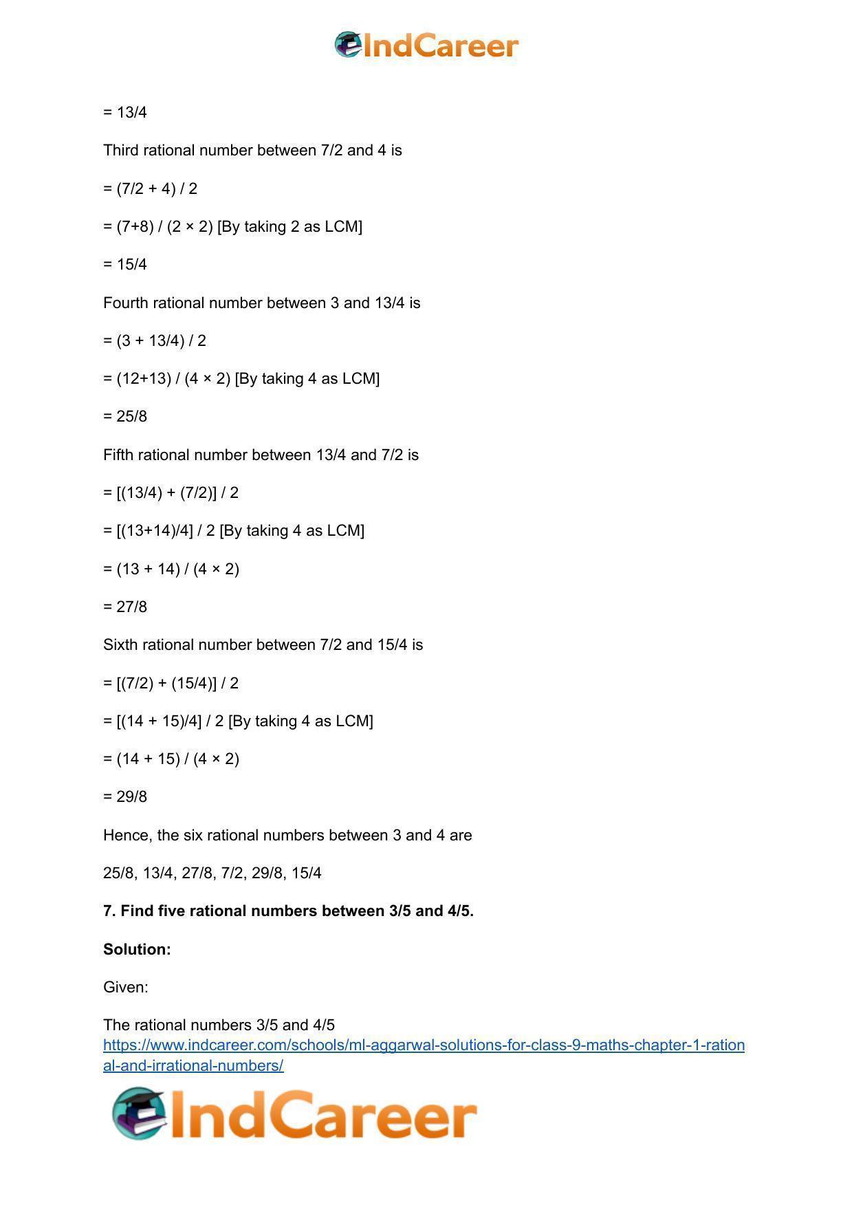 ML Aggarwal Solutions for Class 9 Maths Chapter 1- Rational and Irrational Numbers - Page 9