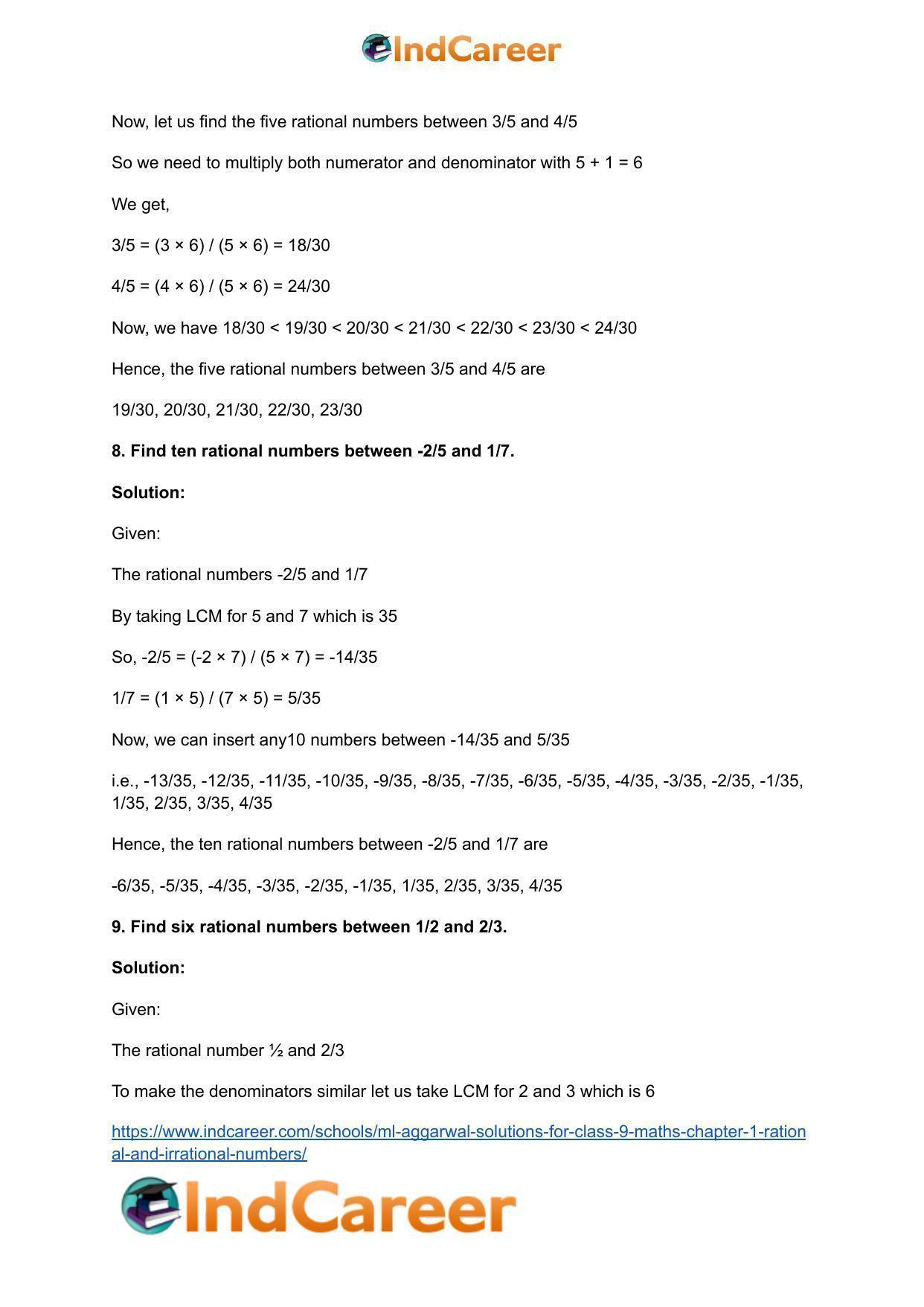 ML Aggarwal Solutions for Class 9 Maths Chapter 1- Rational and Irrational Numbers - Page 10