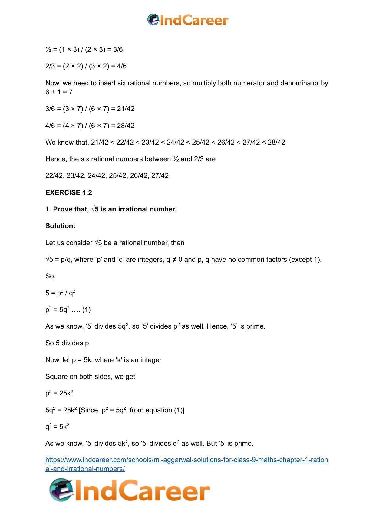 ML Aggarwal Solutions for Class 9 Maths Chapter 1- Rational and Irrational Numbers - Page 11
