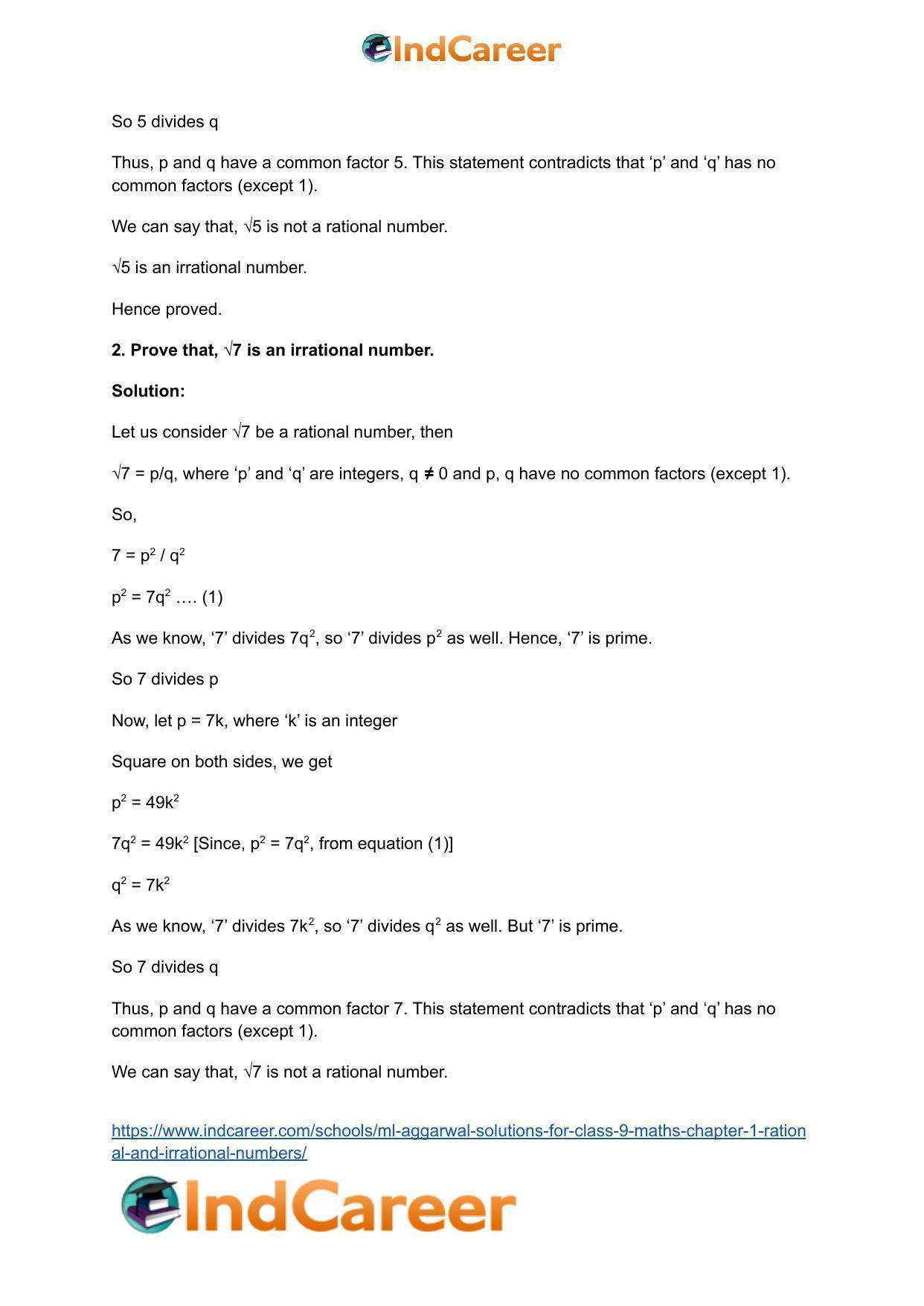 ML Aggarwal Solutions for Class 9 Maths Chapter 1- Rational and Irrational Numbers - Page 12