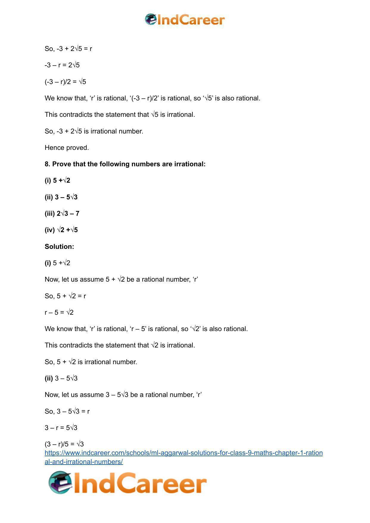 ML Aggarwal Solutions for Class 9 Maths Chapter 1- Rational and Irrational Numbers - Page 18