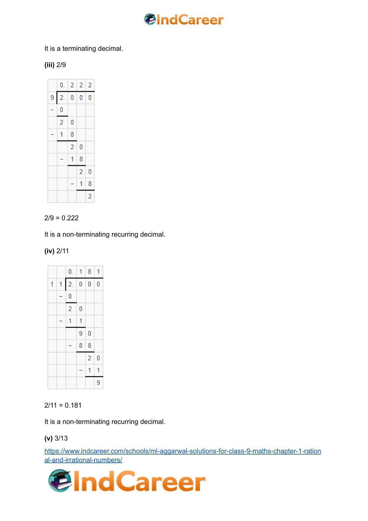 ML Aggarwal Solutions for Class 9 Maths Chapter 1- Rational and Irrational Numbers - Page 23