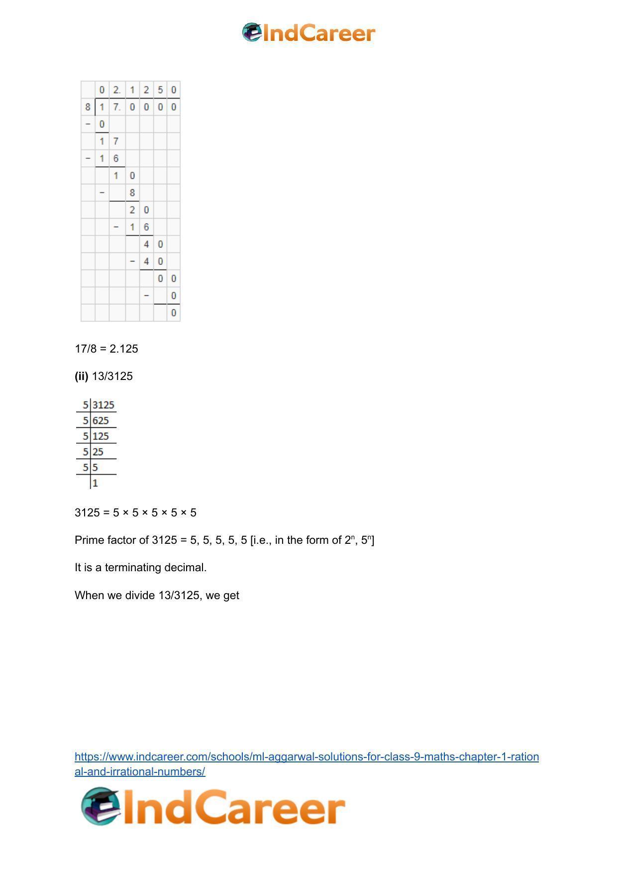 ML Aggarwal Solutions for Class 9 Maths Chapter 1- Rational and Irrational Numbers - Page 29
