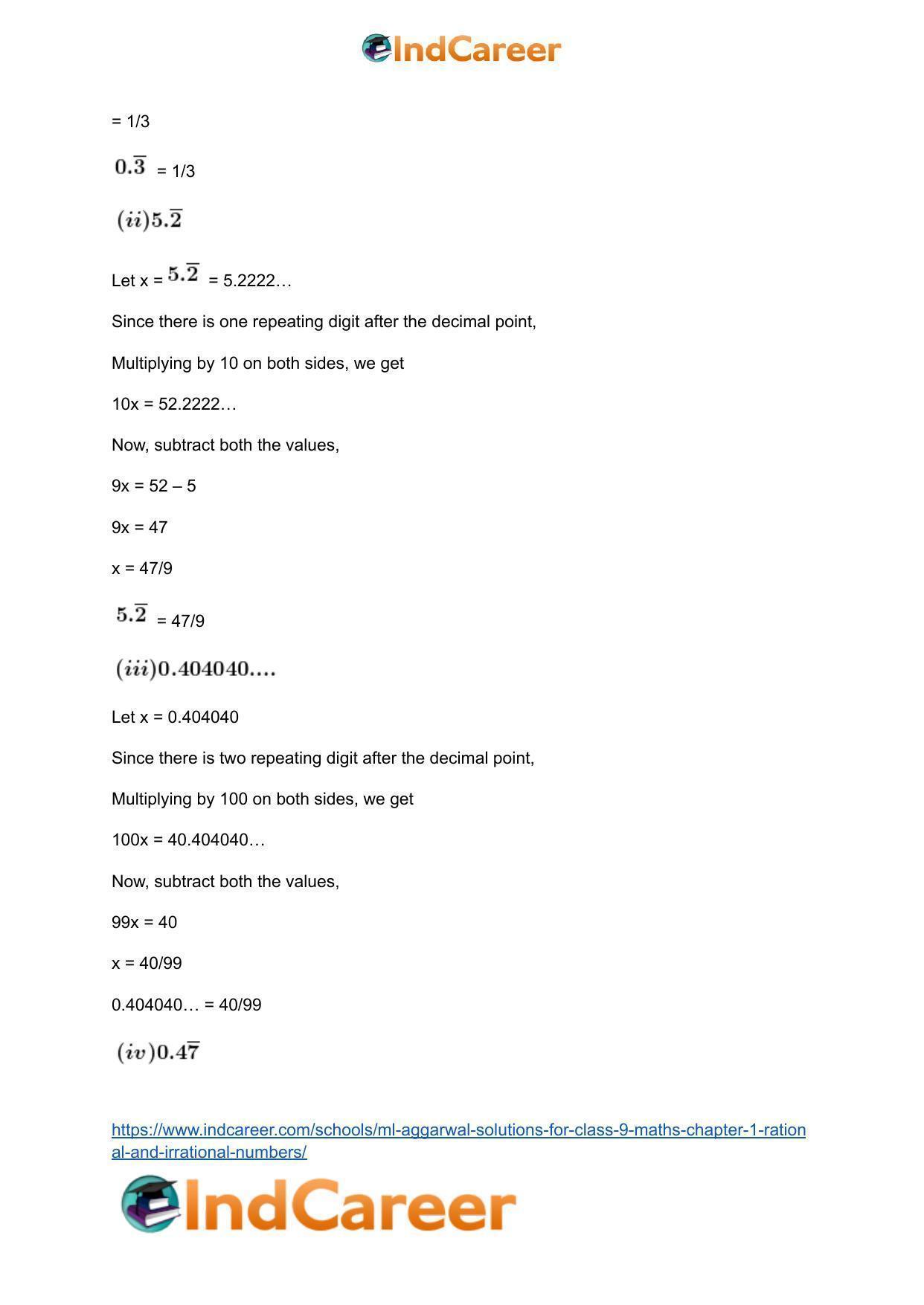 ML Aggarwal Solutions for Class 9 Maths Chapter 1- Rational and Irrational Numbers - Page 37