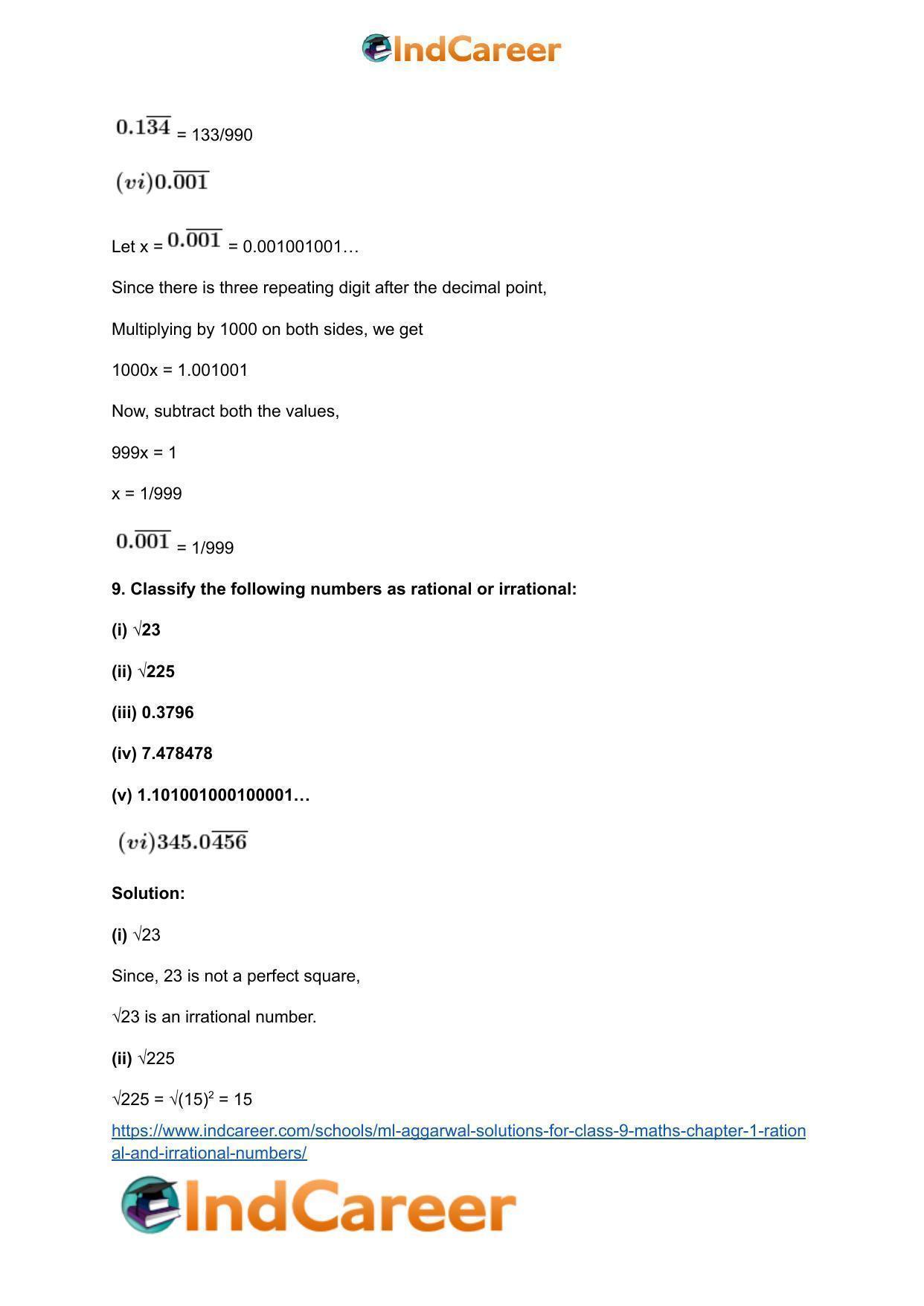 ML Aggarwal Solutions for Class 9 Maths Chapter 1- Rational and Irrational Numbers - Page 39