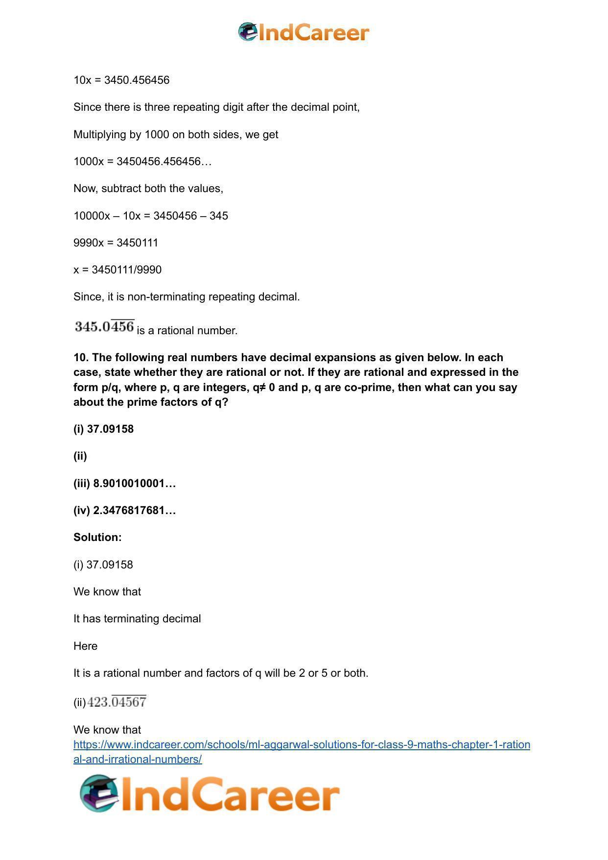 ML Aggarwal Solutions for Class 9 Maths Chapter 1- Rational and Irrational Numbers - Page 41