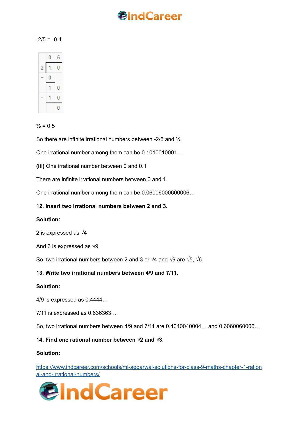 ML Aggarwal Solutions for Class 9 Maths Chapter 1- Rational and Irrational Numbers - Page 44