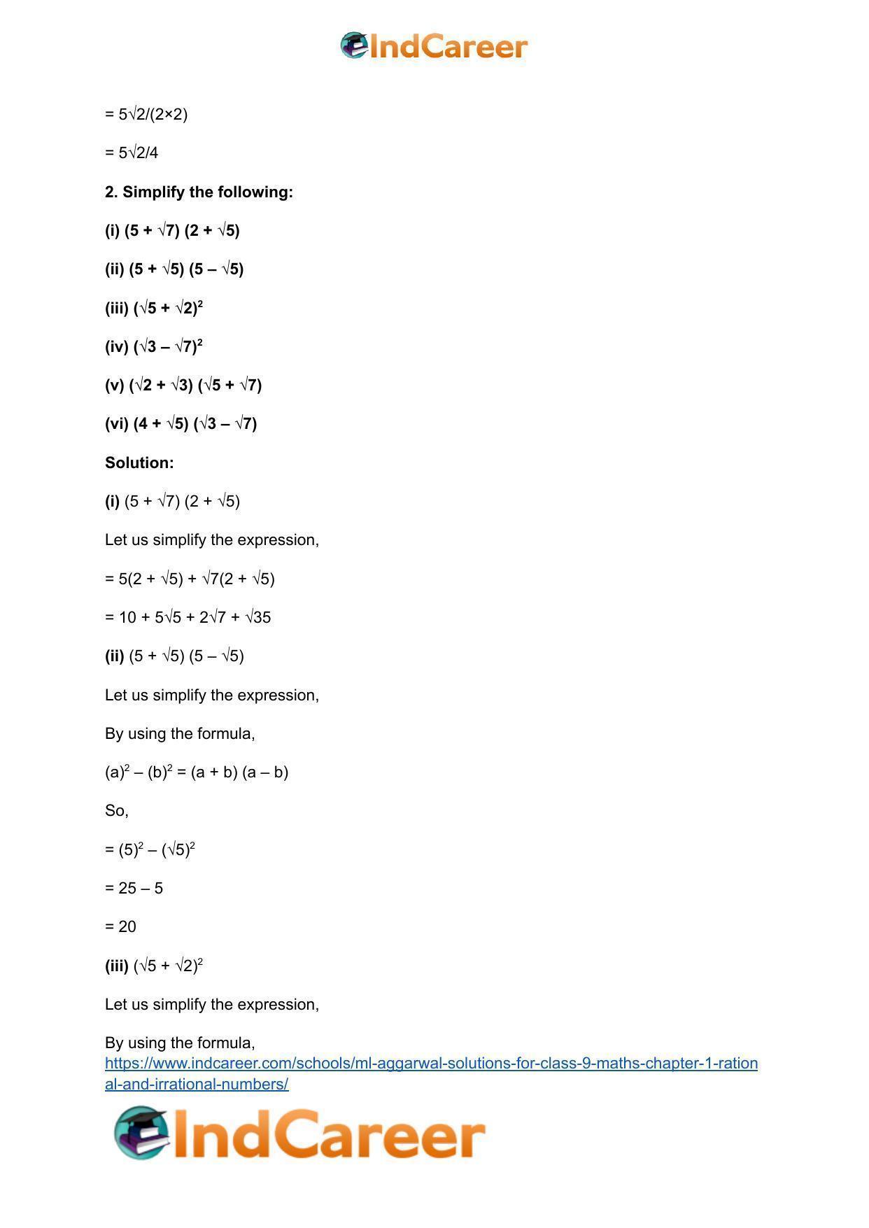 ML Aggarwal Solutions for Class 9 Maths Chapter 1- Rational and Irrational Numbers - Page 48