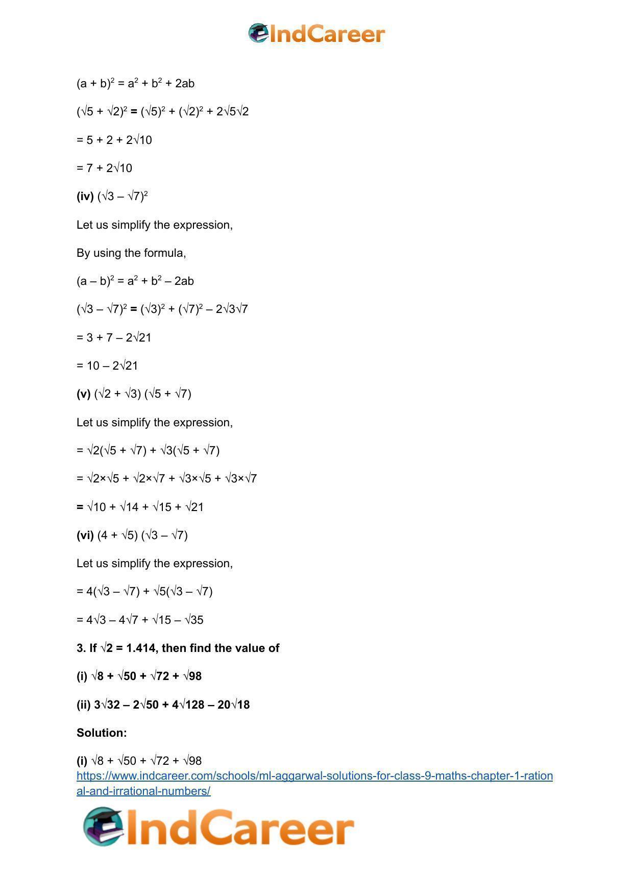 ML Aggarwal Solutions for Class 9 Maths Chapter 1- Rational and Irrational Numbers - Page 49