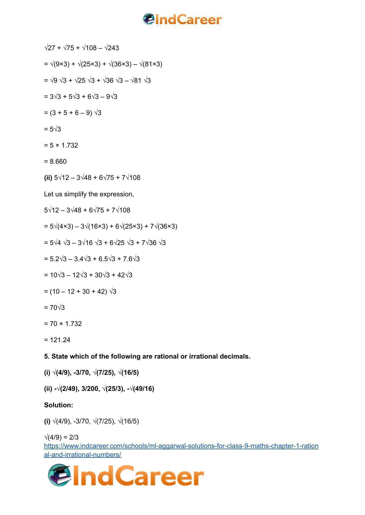 ML Aggarwal Solutions for Class 9 Maths Chapter 1- Rational and Irrational Numbers - Page 51