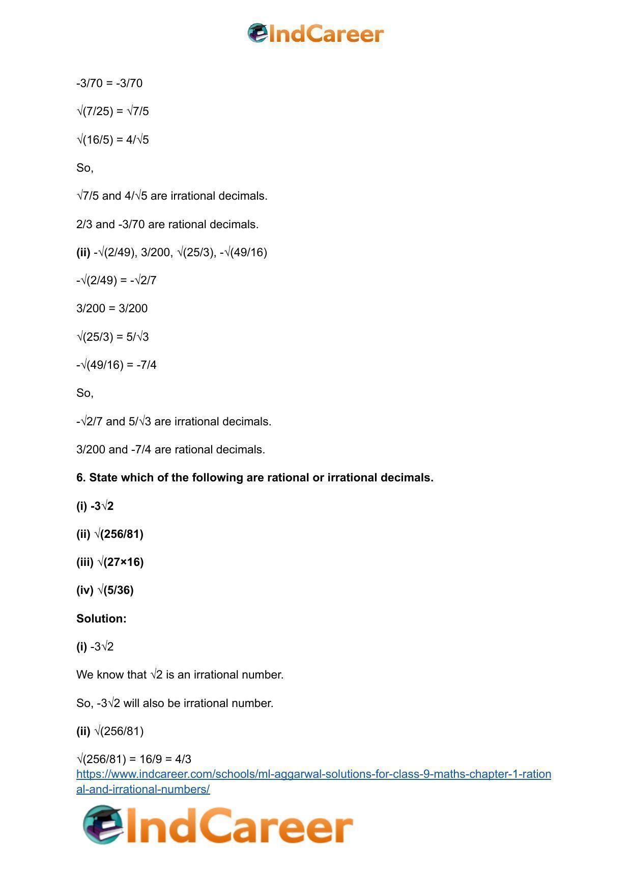 ML Aggarwal Solutions for Class 9 Maths Chapter 1- Rational and Irrational Numbers - Page 52