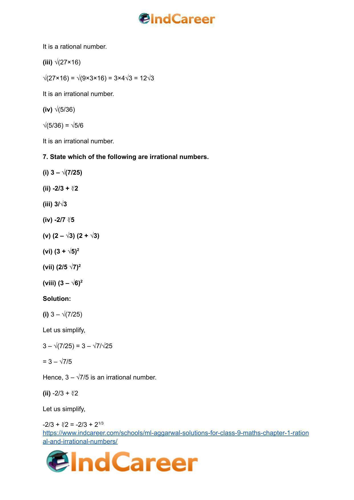 ML Aggarwal Solutions for Class 9 Maths Chapter 1- Rational and Irrational Numbers - Page 53