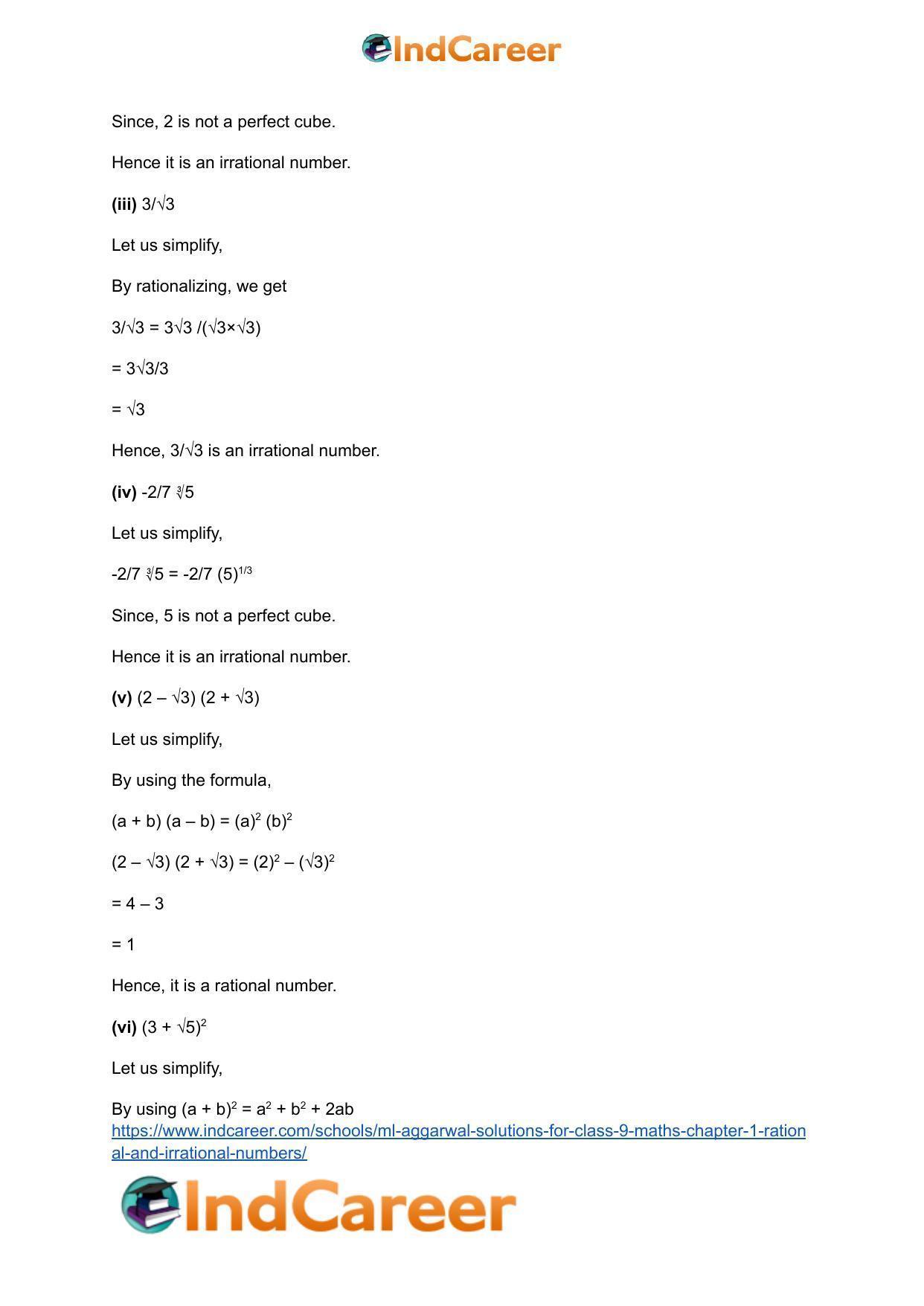 ML Aggarwal Solutions for Class 9 Maths Chapter 1- Rational and Irrational Numbers - Page 54