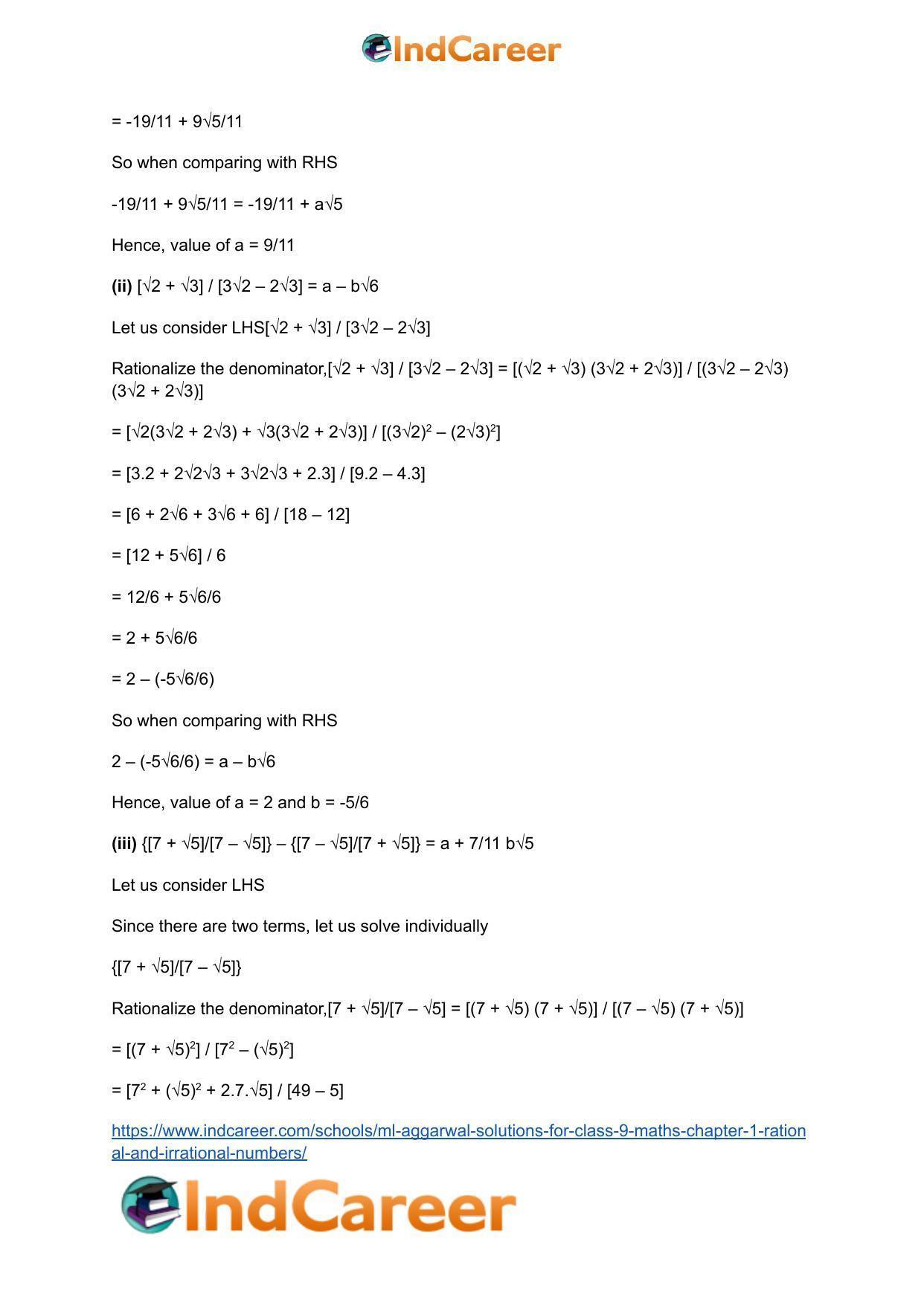 ML Aggarwal Solutions for Class 9 Maths Chapter 1- Rational and Irrational Numbers - Page 69