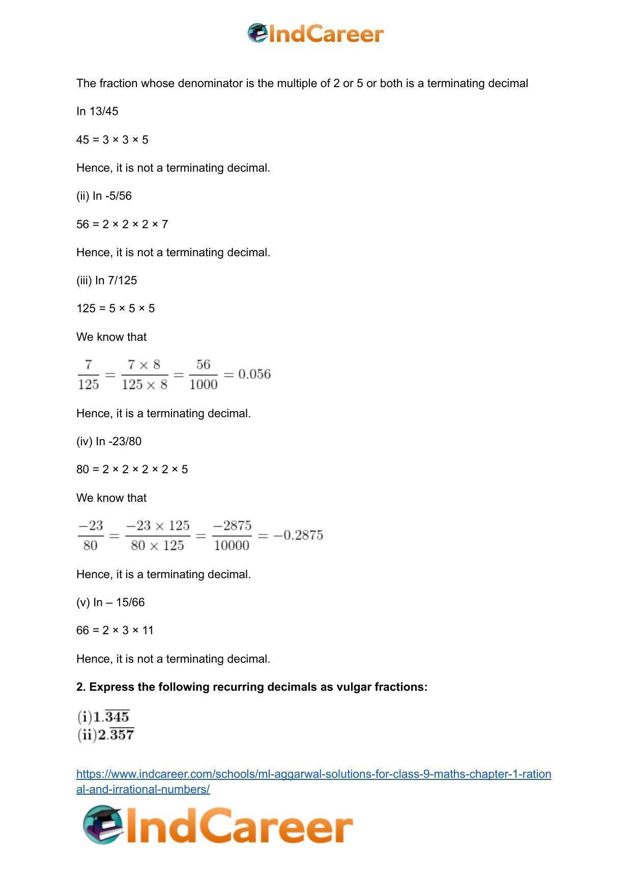 ML Aggarwal Solutions for Class 9 Maths Chapter 1- Rational and Irrational Numbers - Page 78