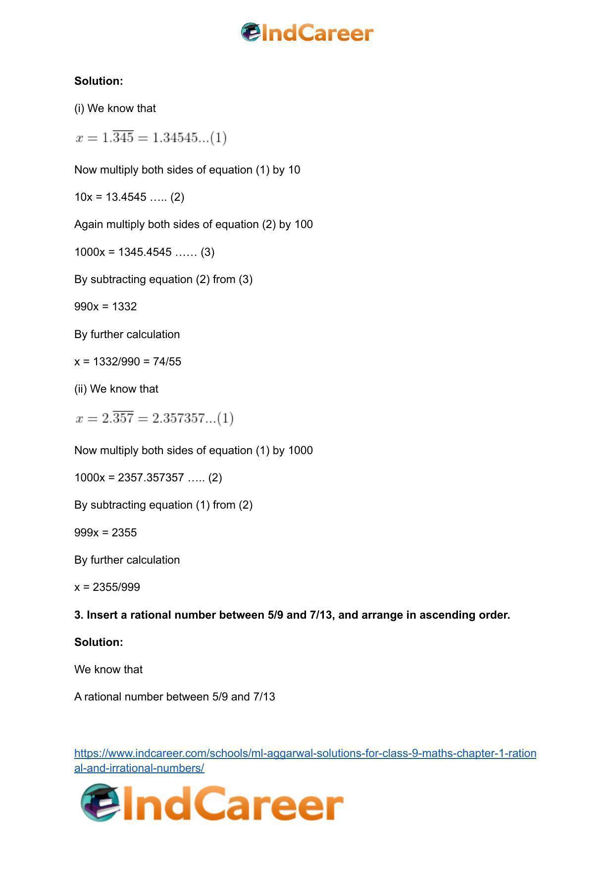 ML Aggarwal Solutions for Class 9 Maths Chapter 1- Rational and Irrational Numbers - Page 79