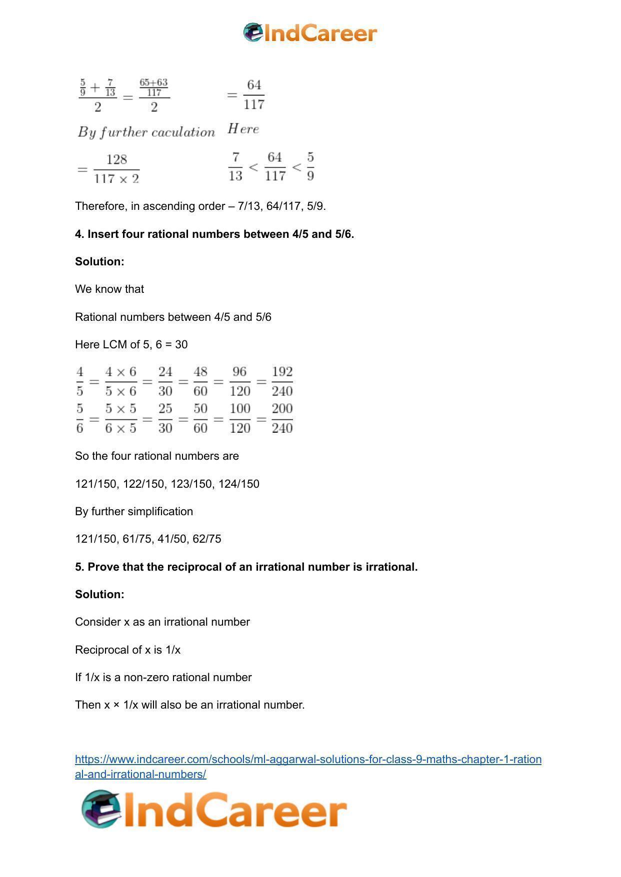 ML Aggarwal Solutions for Class 9 Maths Chapter 1- Rational and Irrational Numbers - Page 80