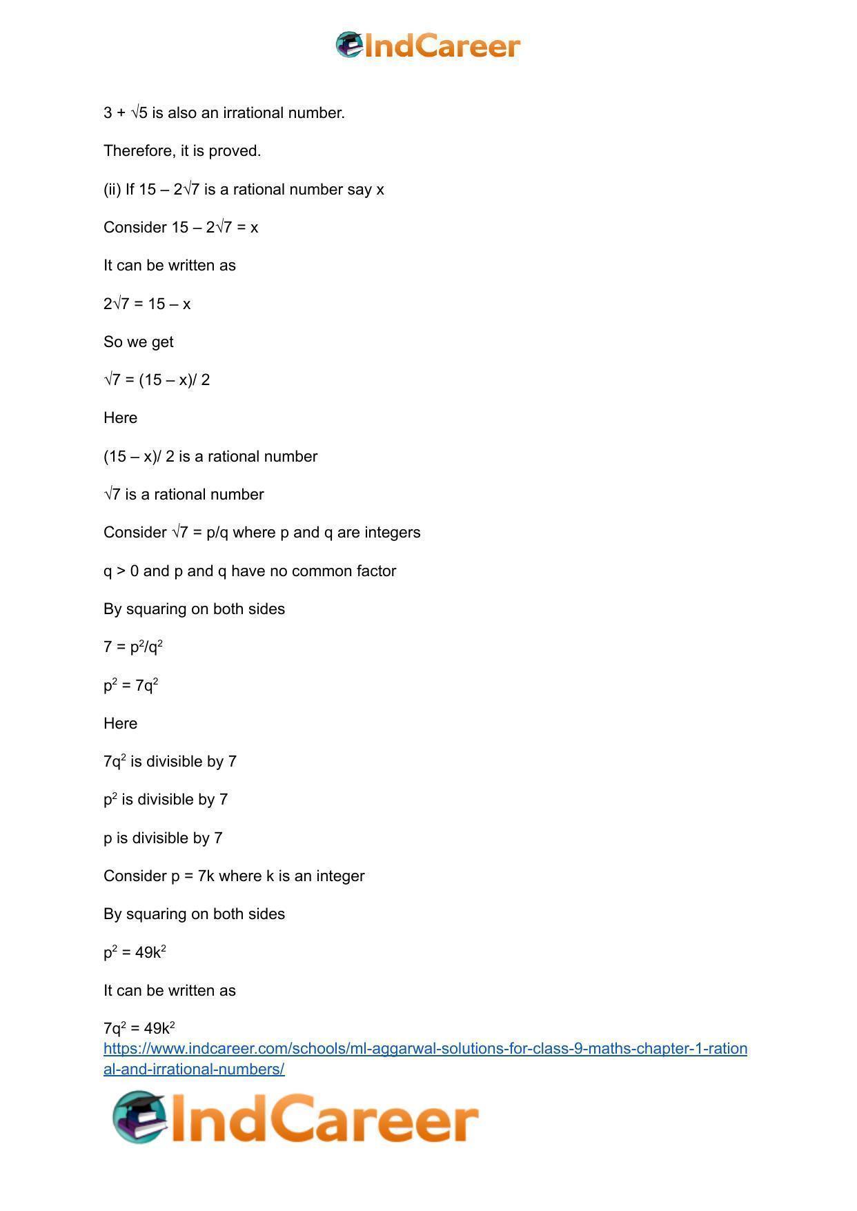 ML Aggarwal Solutions for Class 9 Maths Chapter 1- Rational and Irrational Numbers - Page 87