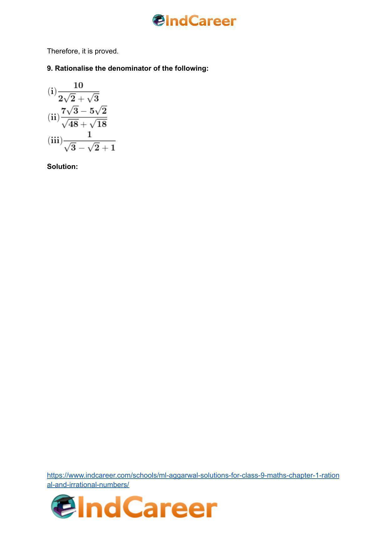 ML Aggarwal Solutions for Class 9 Maths Chapter 1- Rational and Irrational Numbers - Page 89