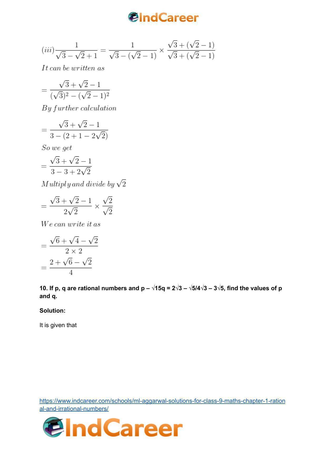 ML Aggarwal Solutions for Class 9 Maths Chapter 1- Rational and Irrational Numbers - Page 92