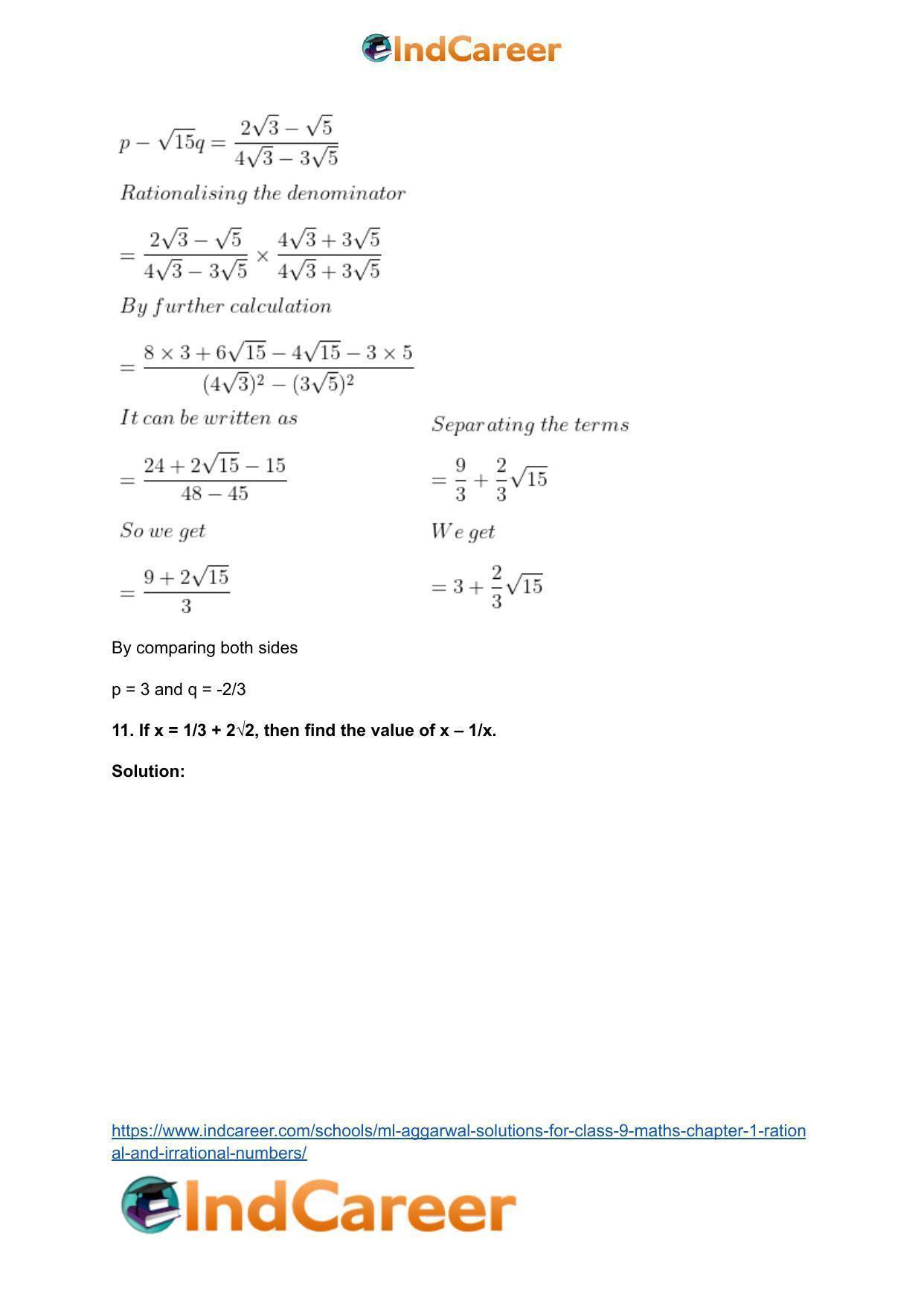 ML Aggarwal Solutions for Class 9 Maths Chapter 1- Rational and Irrational Numbers - Page 93