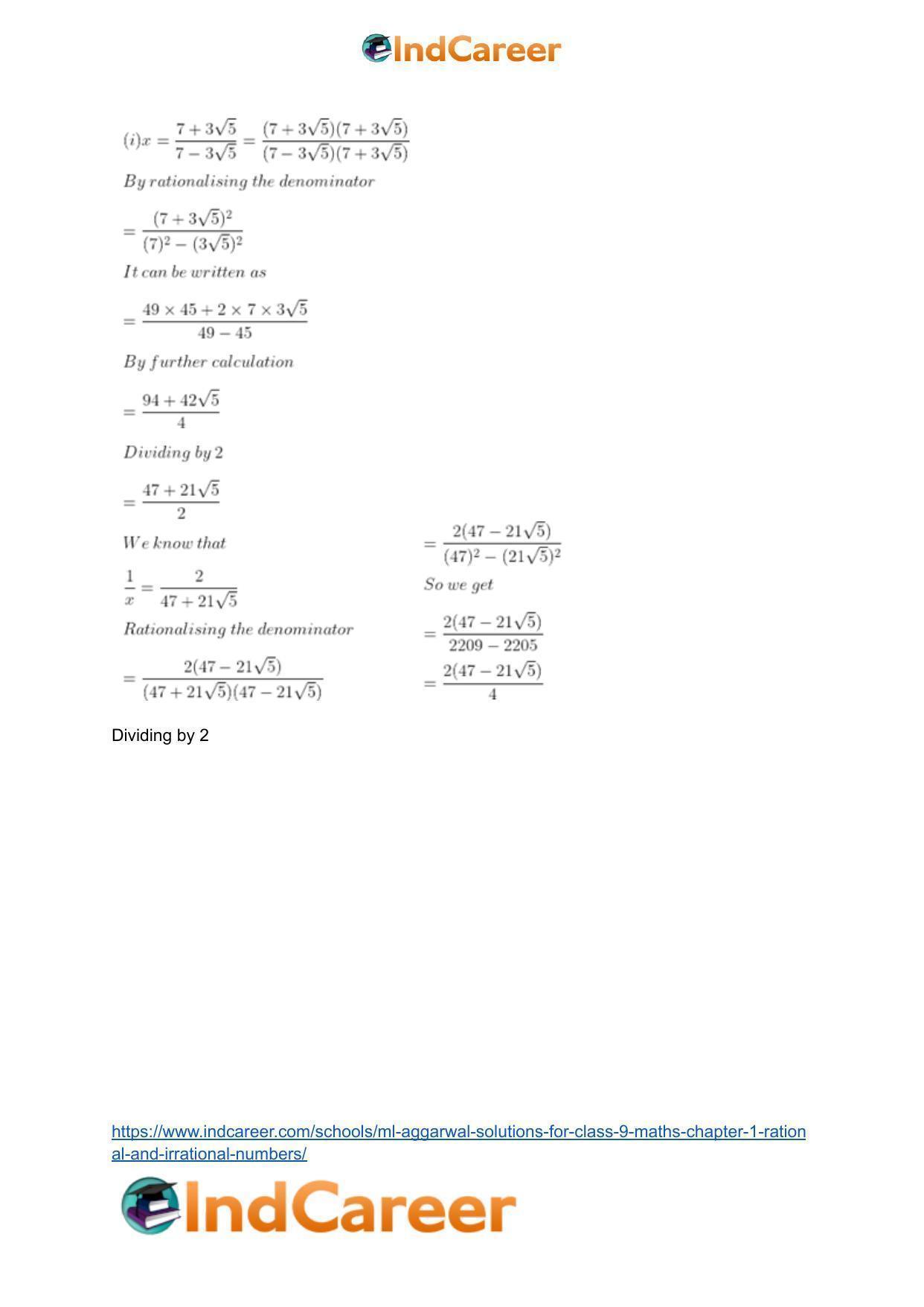 ML Aggarwal Solutions for Class 9 Maths Chapter 1- Rational and Irrational Numbers - Page 95