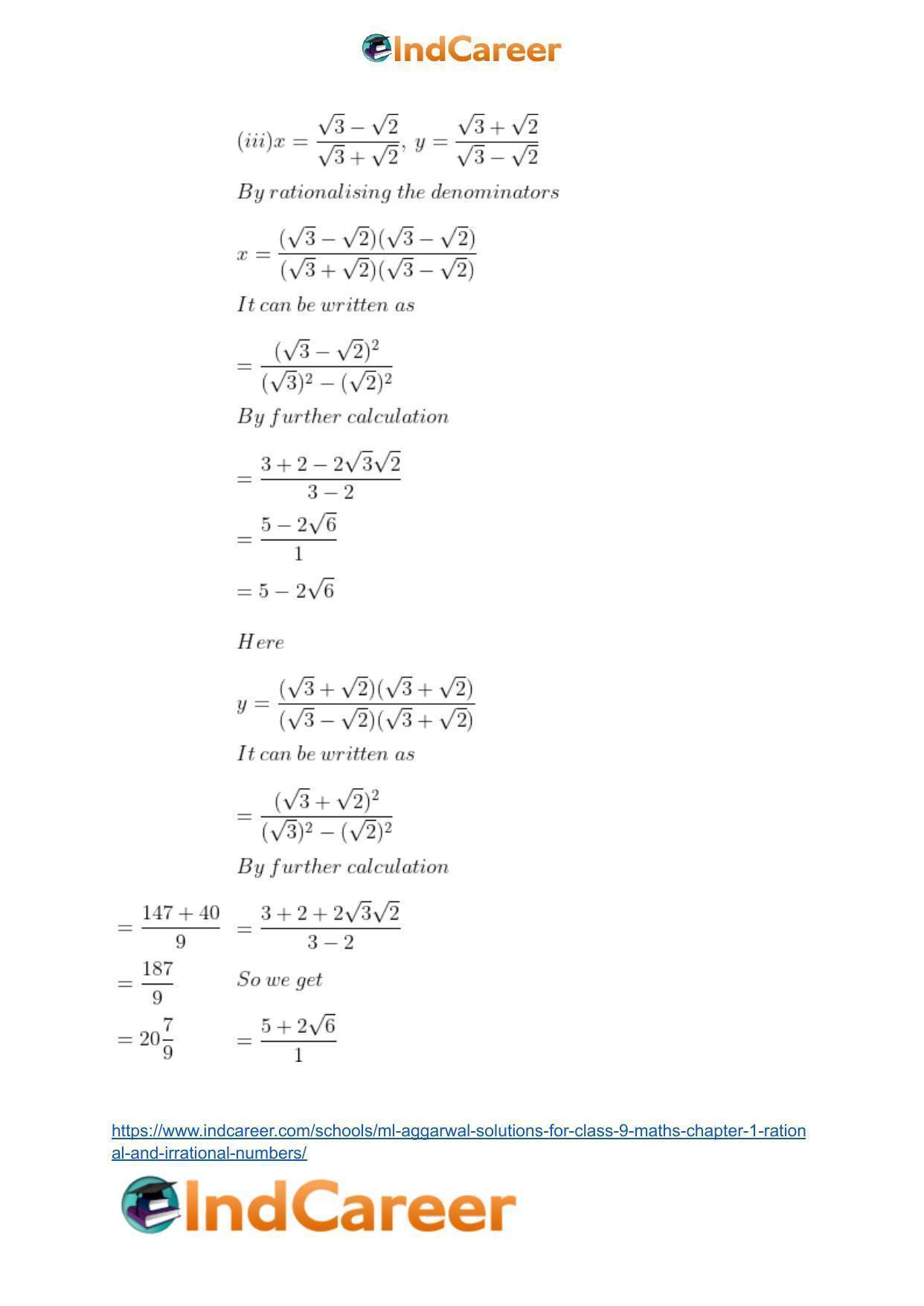 ML Aggarwal Solutions for Class 9 Maths Chapter 1- Rational and Irrational Numbers - Page 99