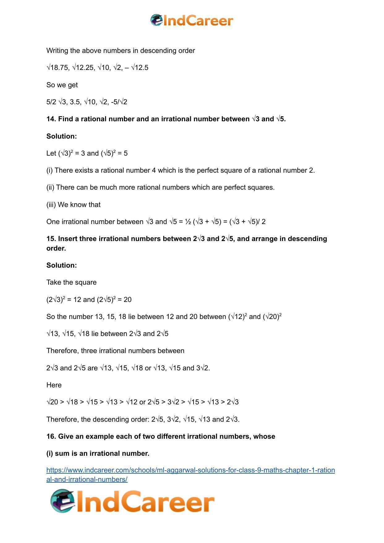ML Aggarwal Solutions for Class 9 Maths Chapter 1- Rational and Irrational Numbers - Page 101