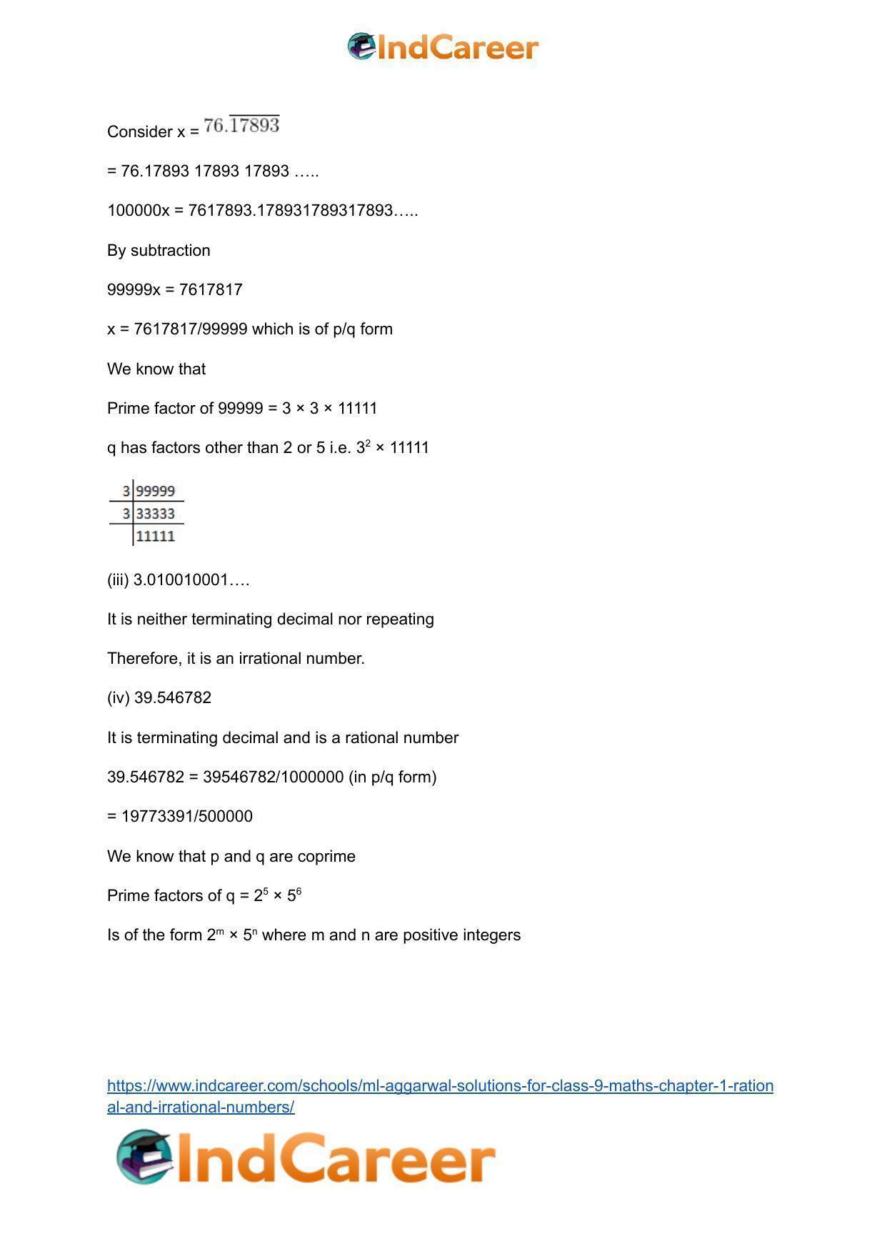 ML Aggarwal Solutions for Class 9 Maths Chapter 1- Rational and Irrational Numbers - Page 104