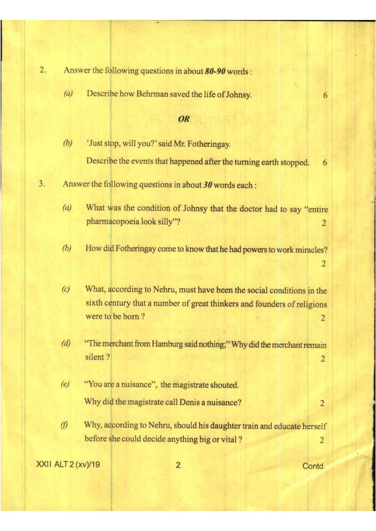COHSEM Class 12 Alternative English 2019 Question Papers - Page 2