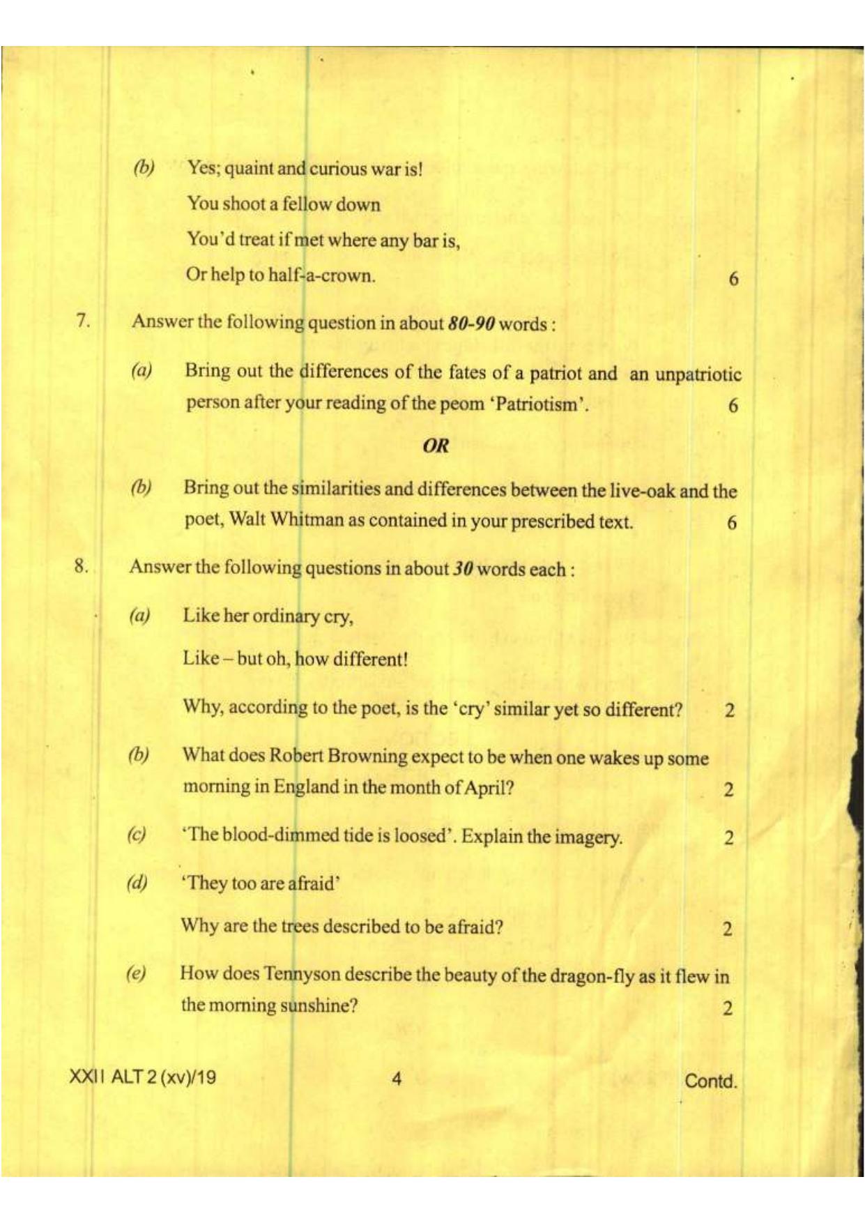 COHSEM Class 12 Alternative English 2019 Question Papers - Page 4