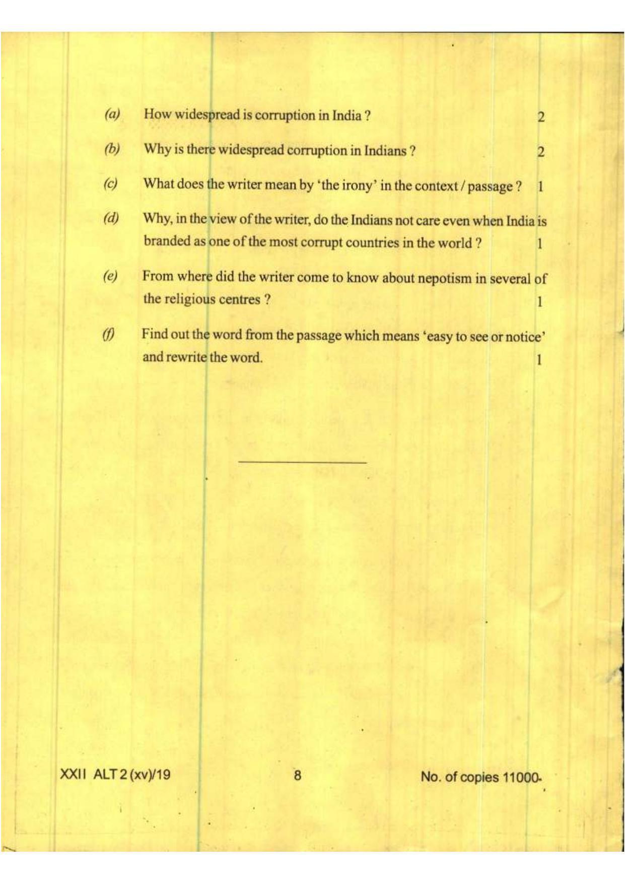 COHSEM Class 12 Alternative English 2019 Question Papers - Page 8