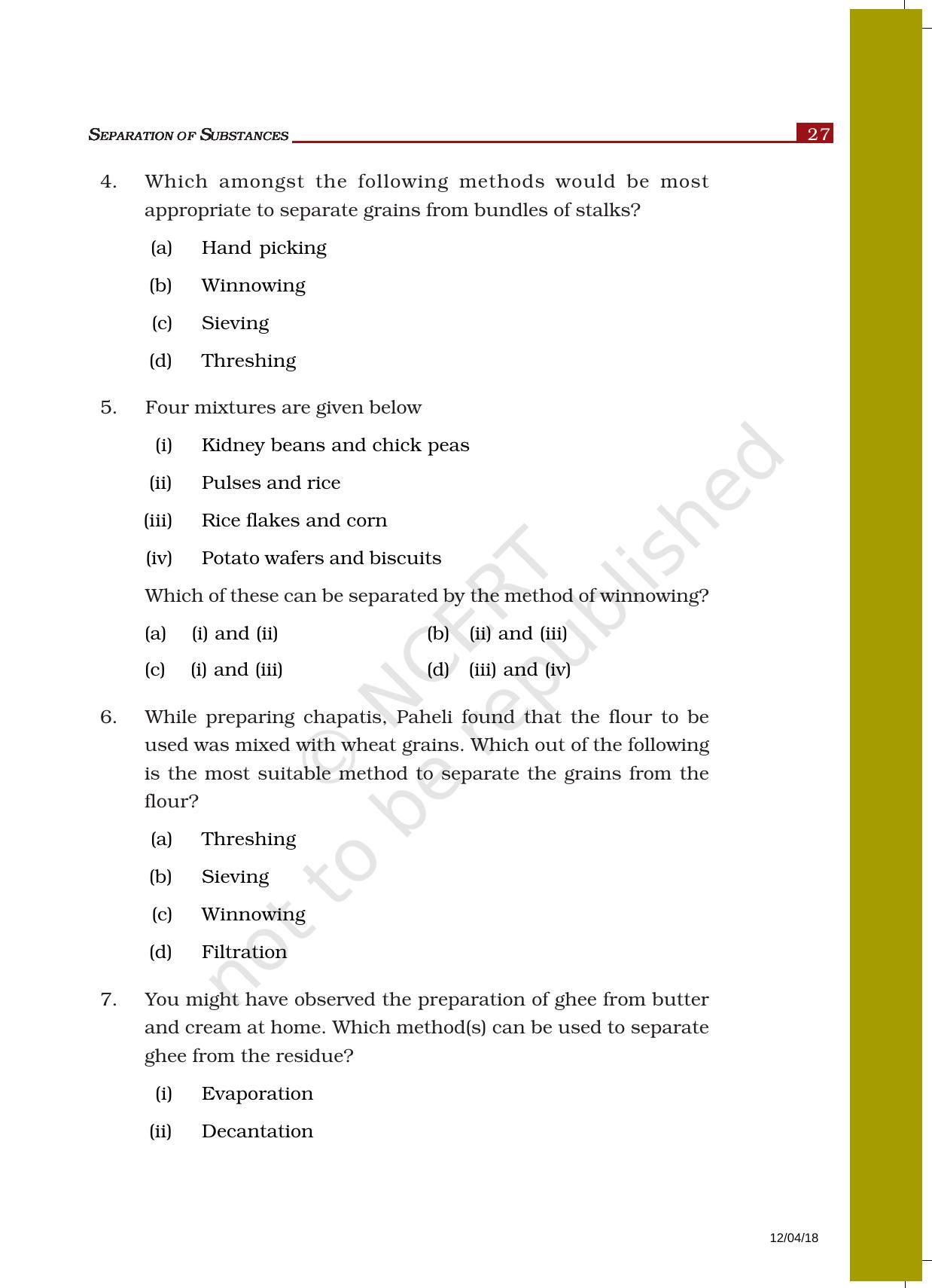 NCERT Exemplar Book for Class 6 Science: Chapter 5-Separation of Substances - Page 2