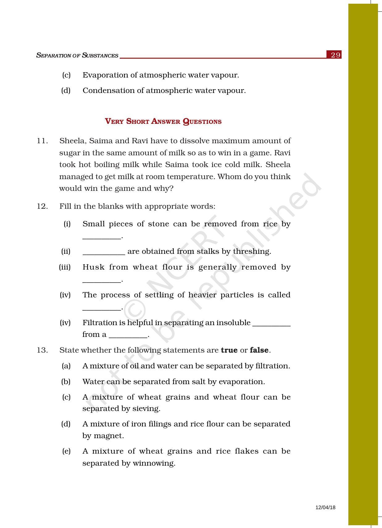 NCERT Exemplar Book for Class 6 Science: Chapter 5-Separation of Substances - Page 4
