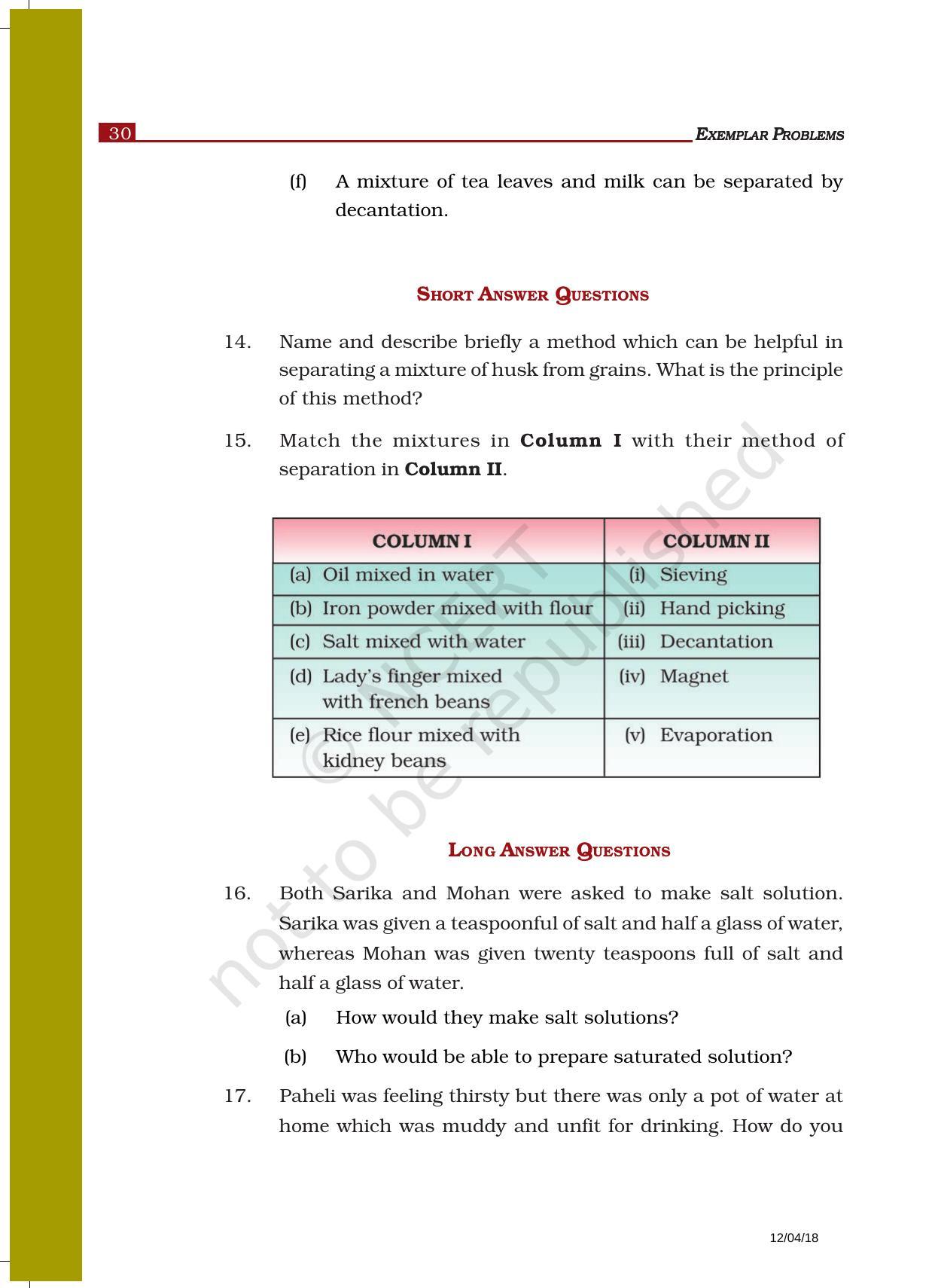 NCERT Exemplar Book for Class 6 Science: Chapter 5-Separation of Substances - Page 5